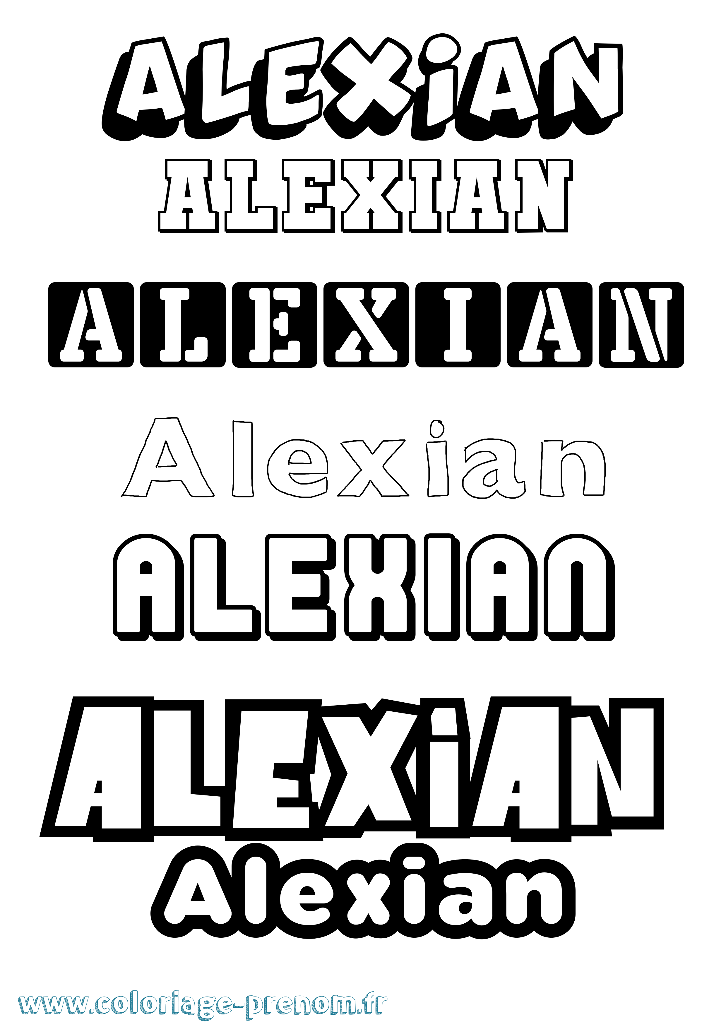 Coloriage prénom Alexian Simple