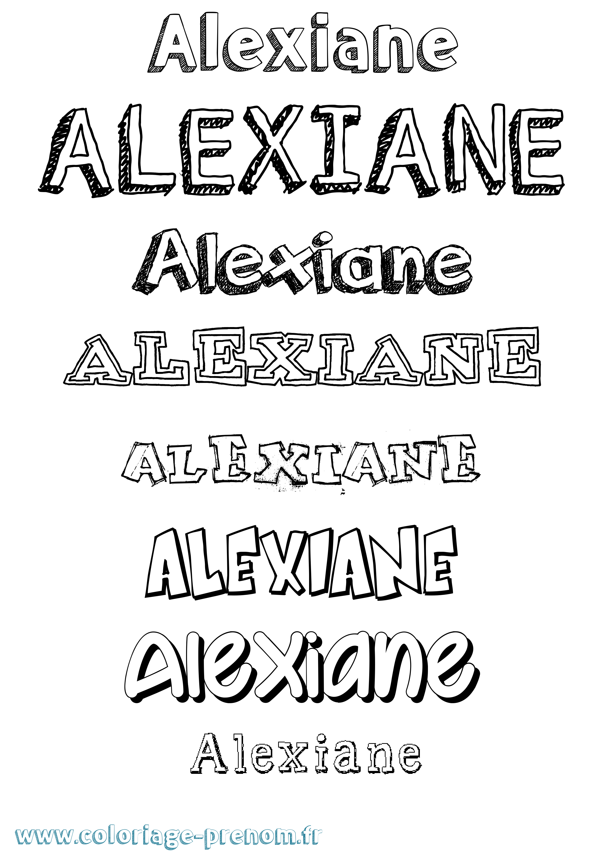 Coloriage prénom Alexiane Dessiné