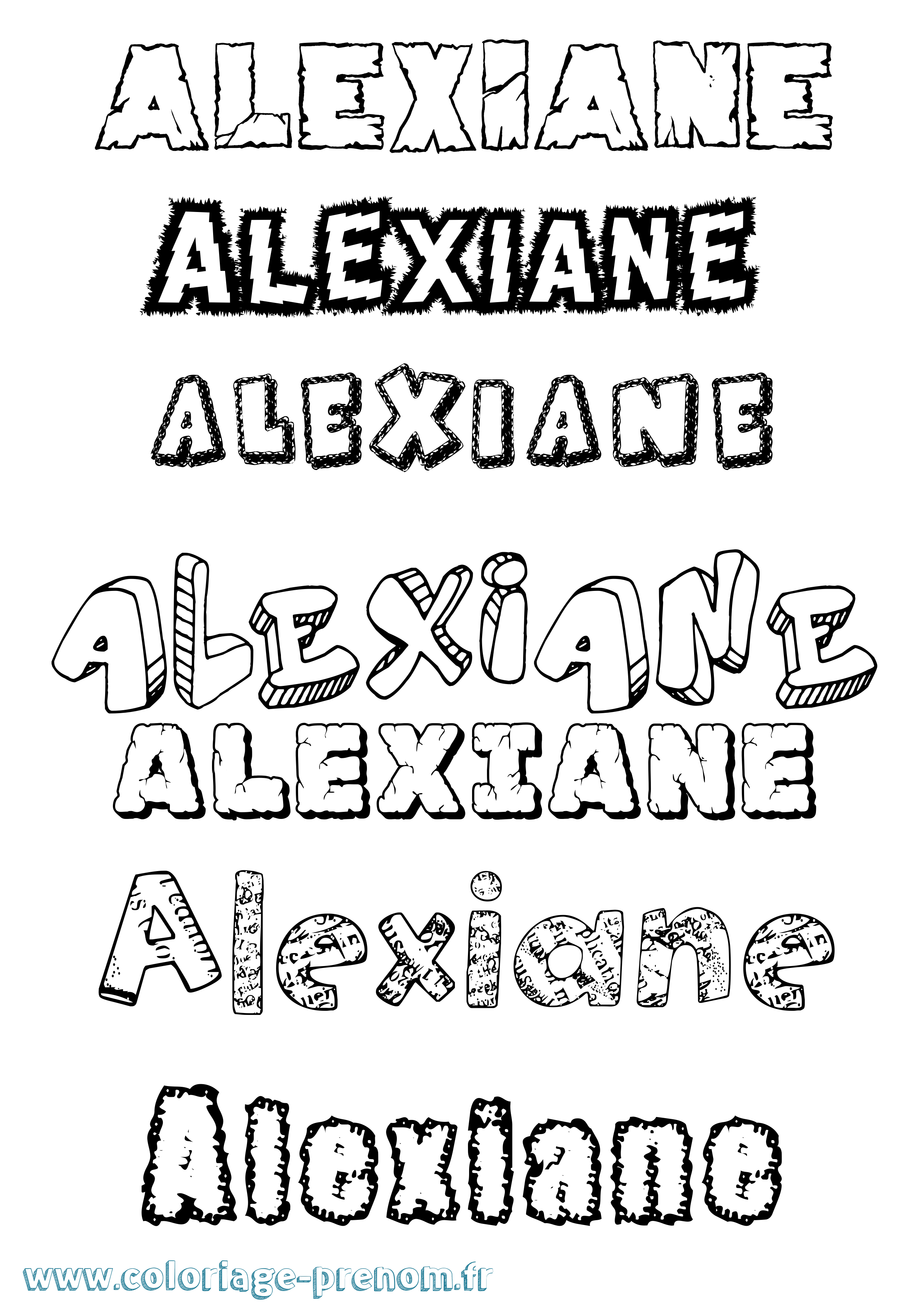 Coloriage prénom Alexiane Destructuré