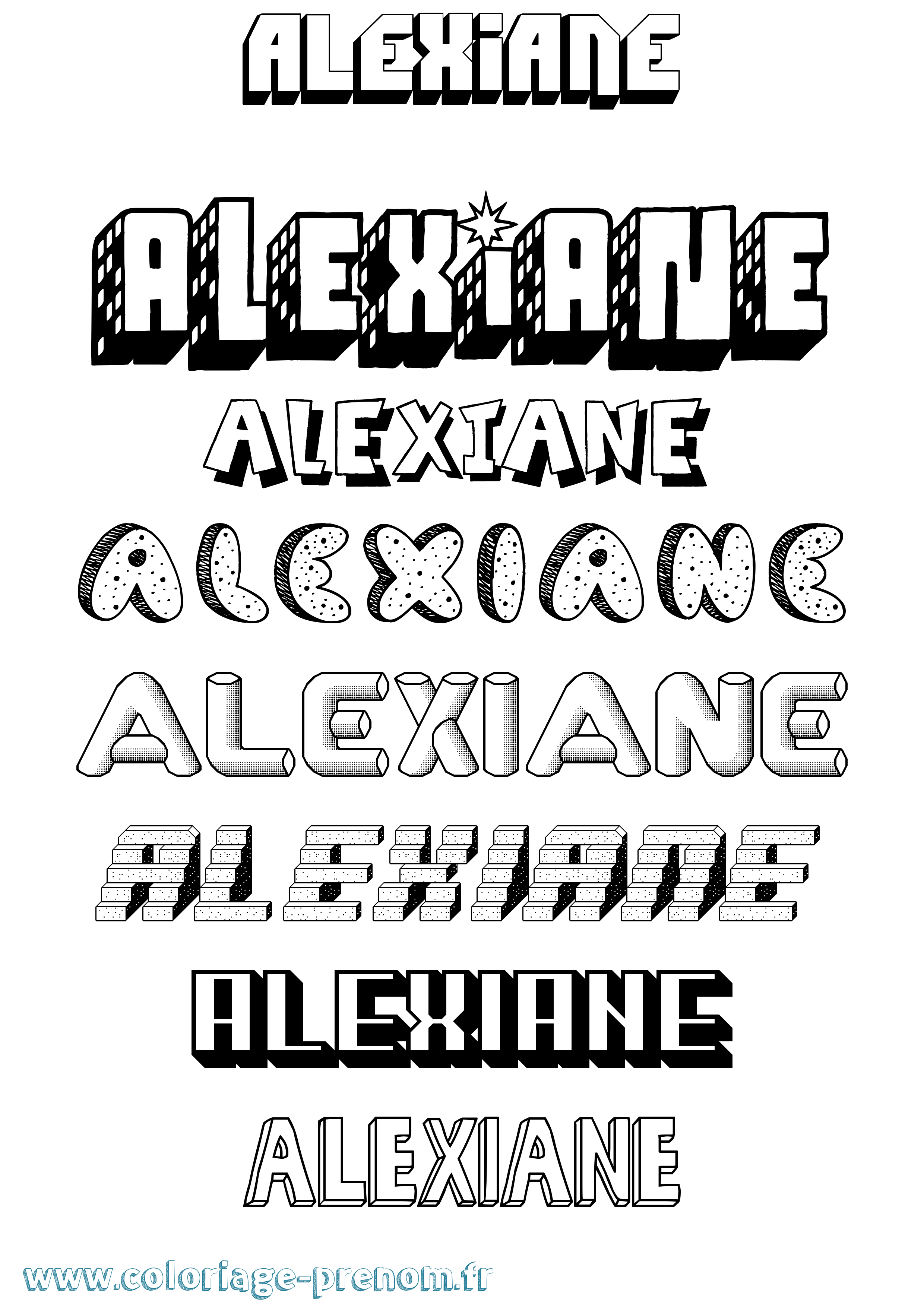 Coloriage prénom Alexiane Effet 3D