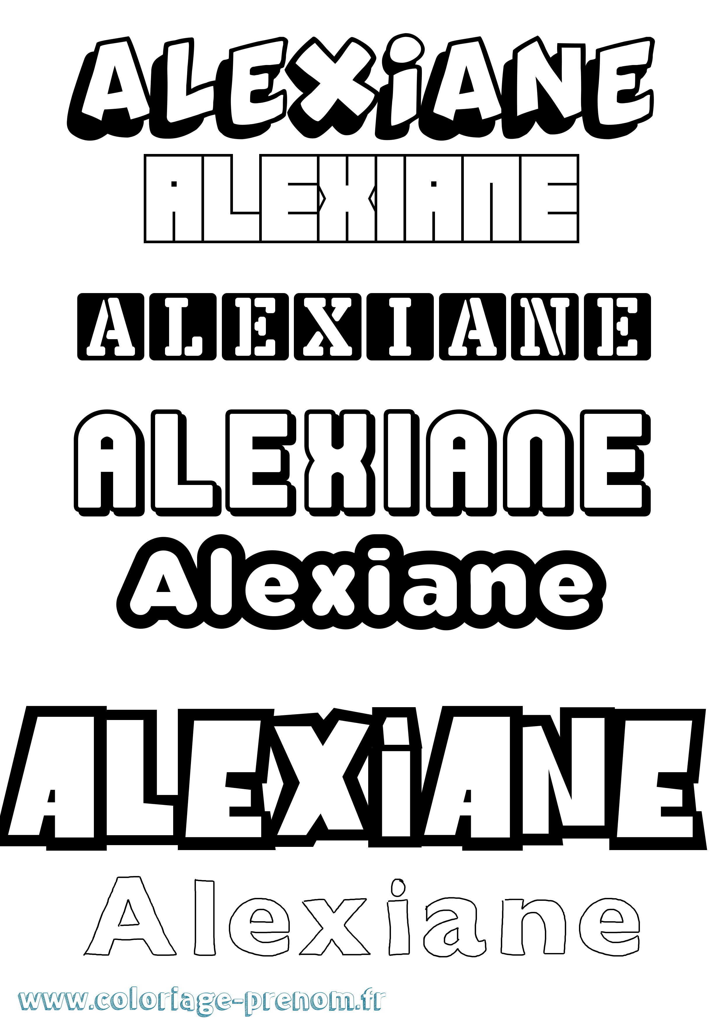 Coloriage prénom Alexiane Simple