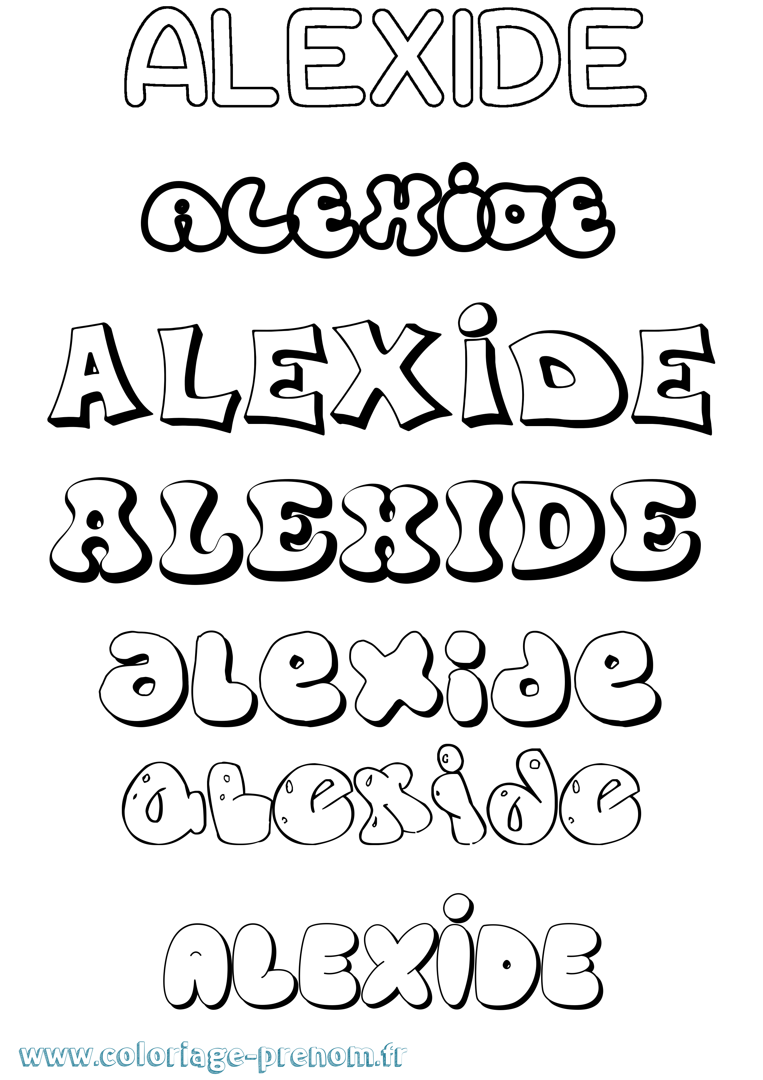 Coloriage prénom Alexide Bubble