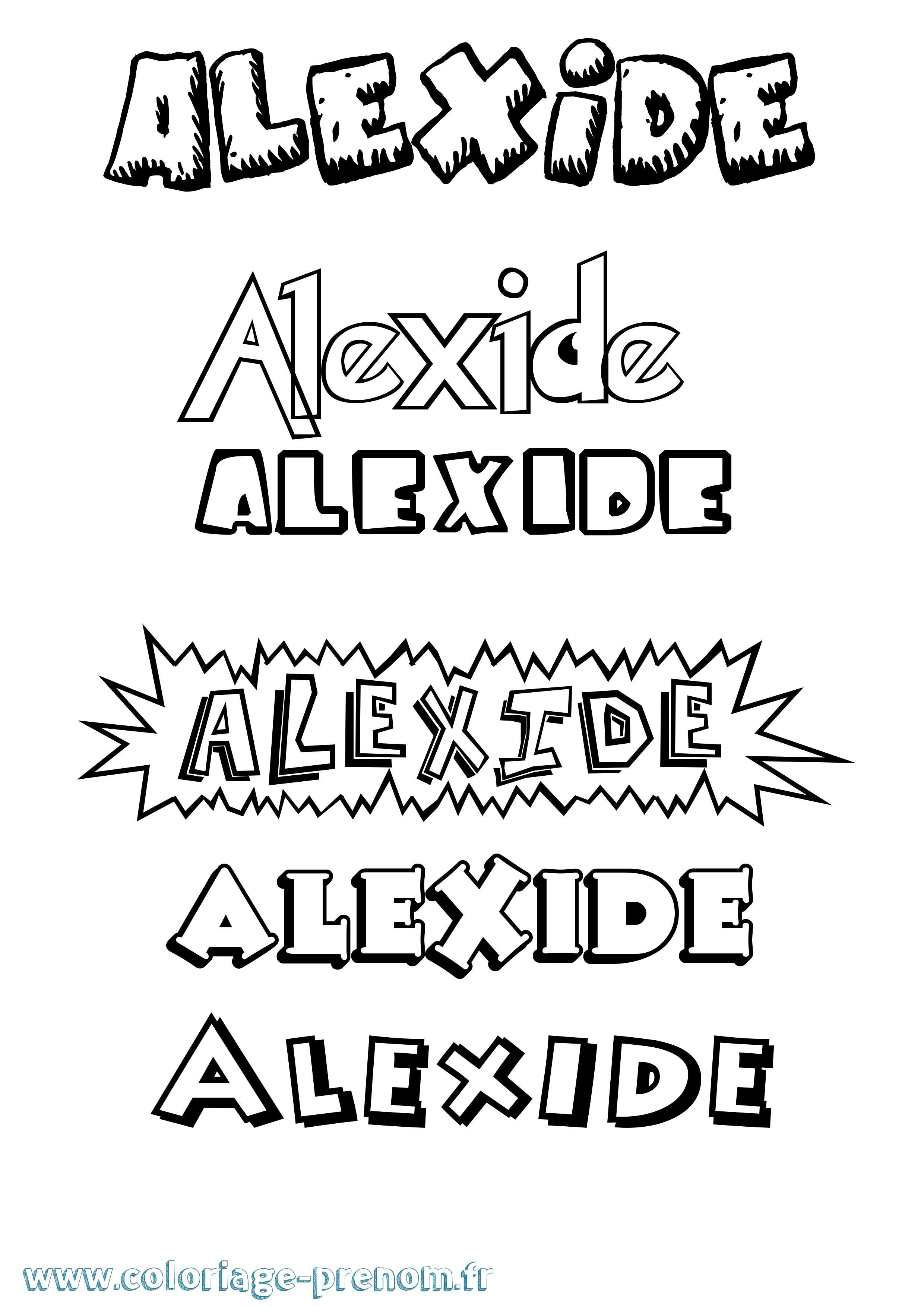 Coloriage prénom Alexide Dessin Animé