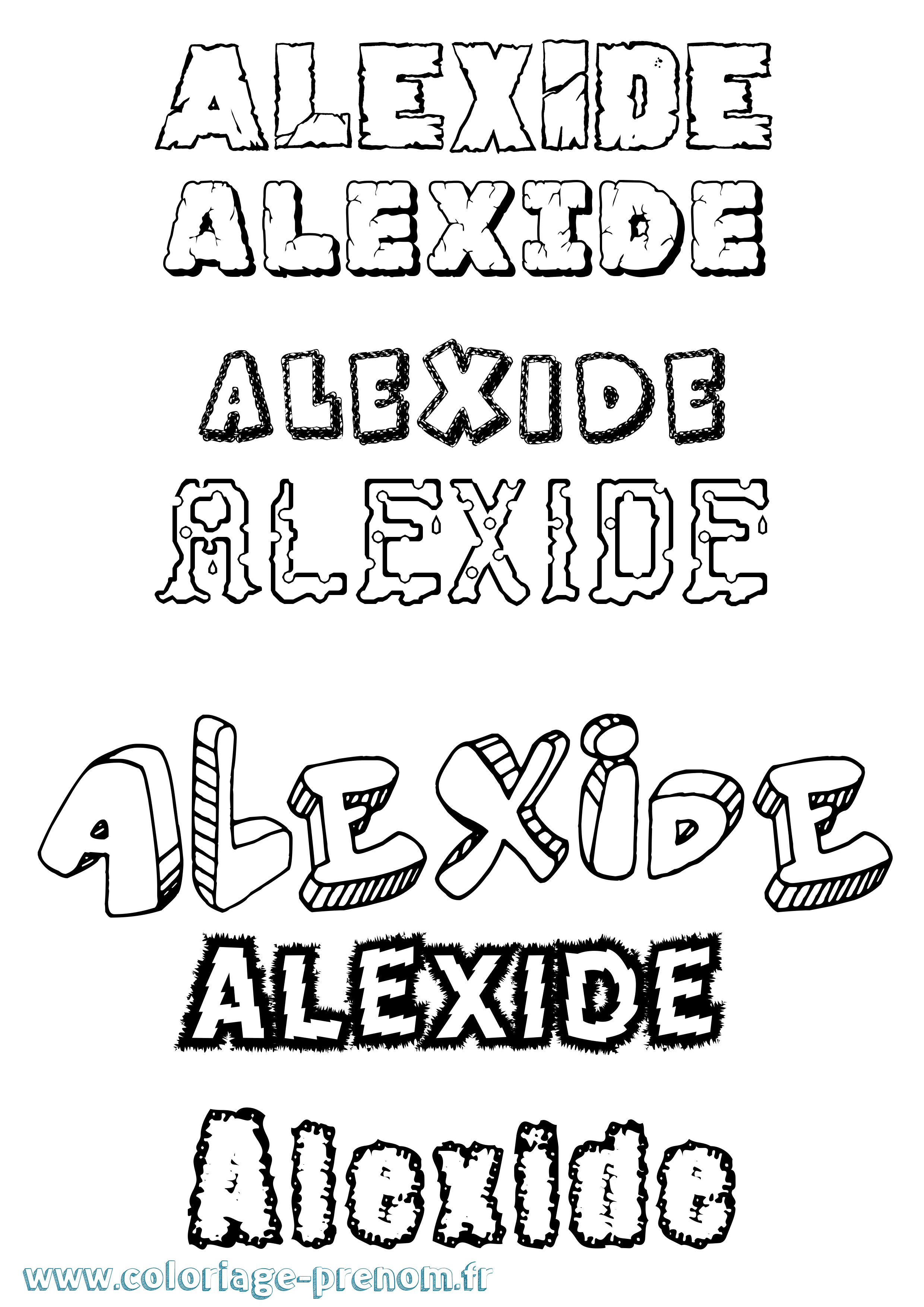 Coloriage prénom Alexide Destructuré