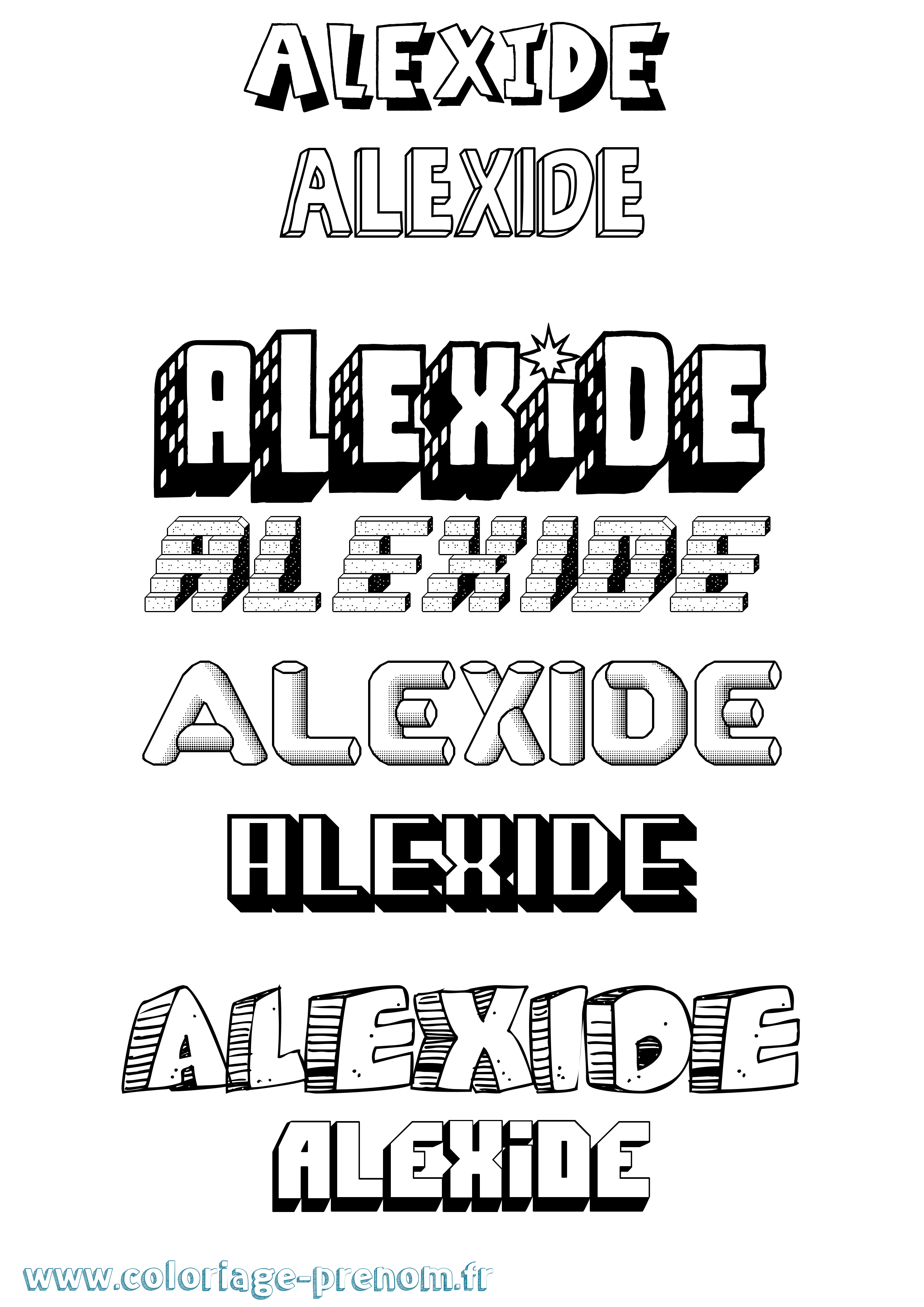 Coloriage prénom Alexide Effet 3D