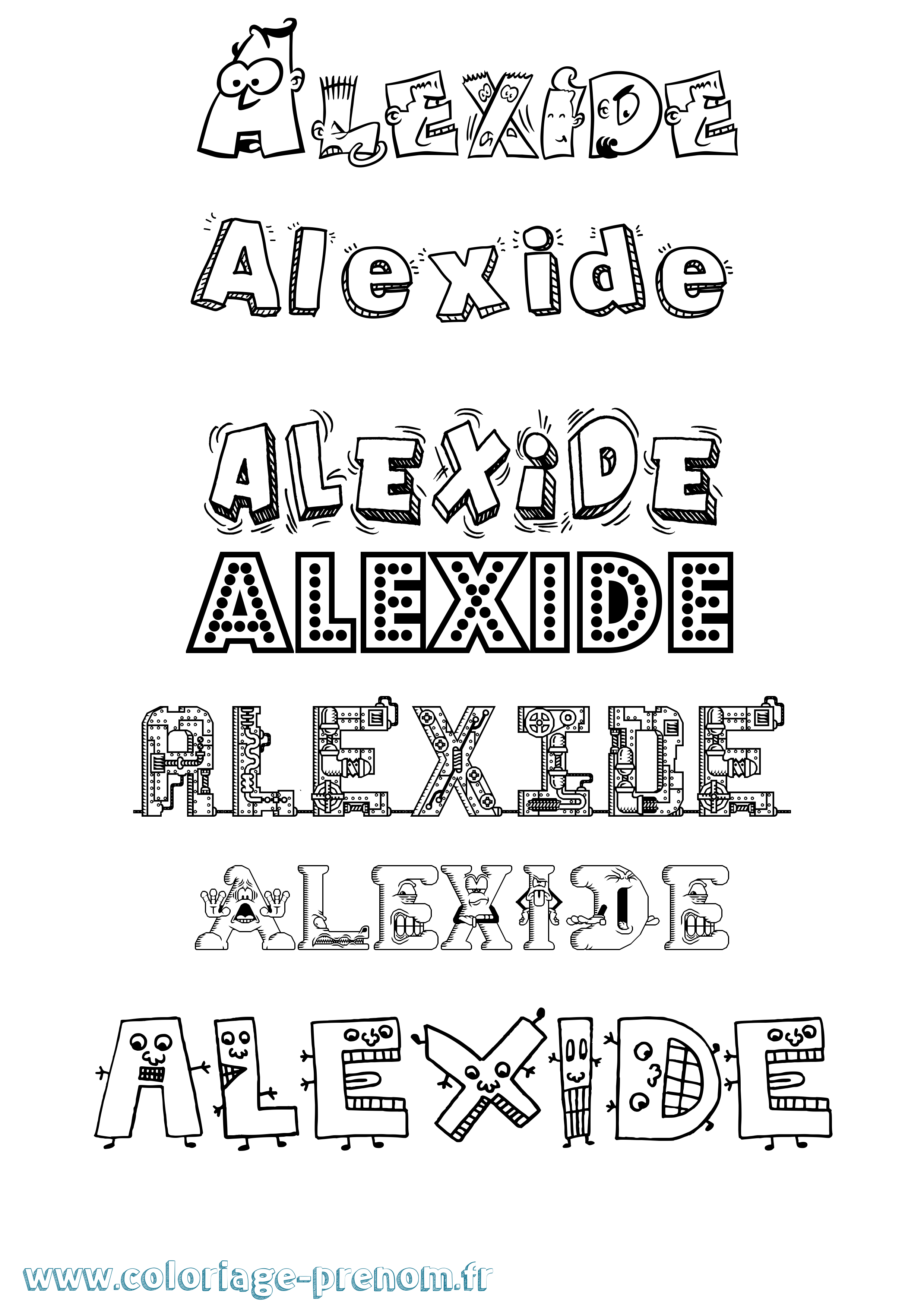 Coloriage prénom Alexide Fun