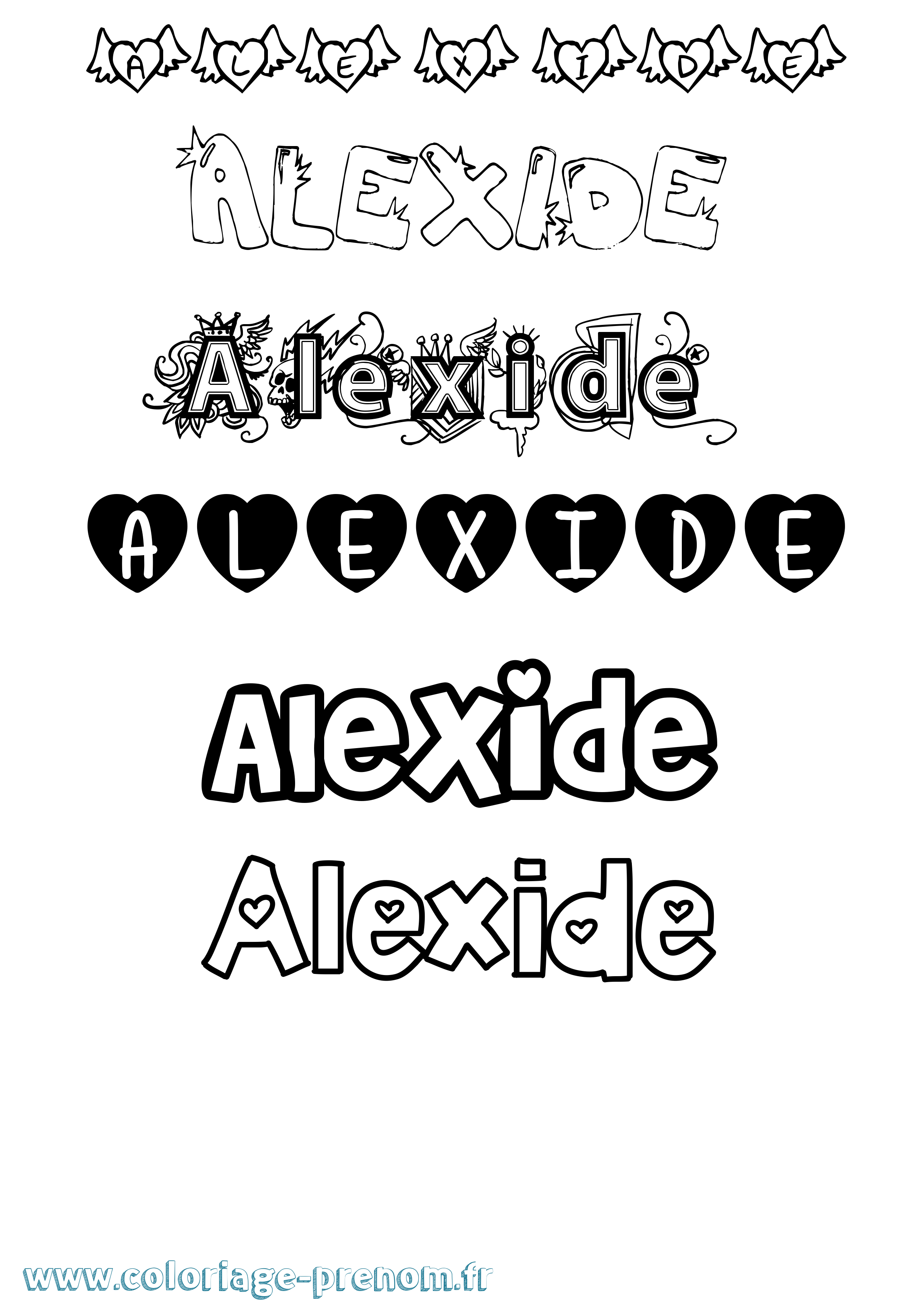Coloriage prénom Alexide Girly