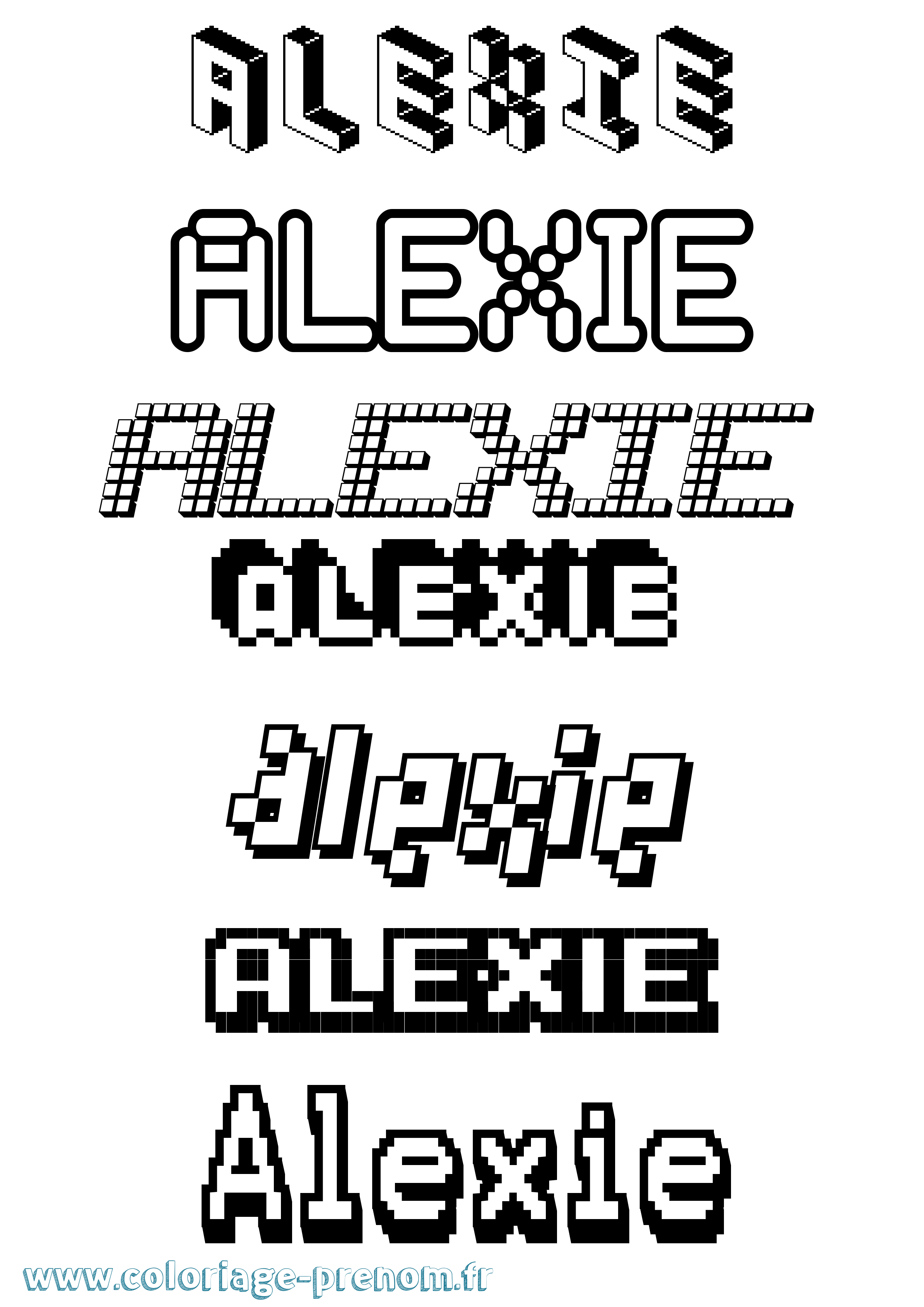 Coloriage prénom Alexie Pixel