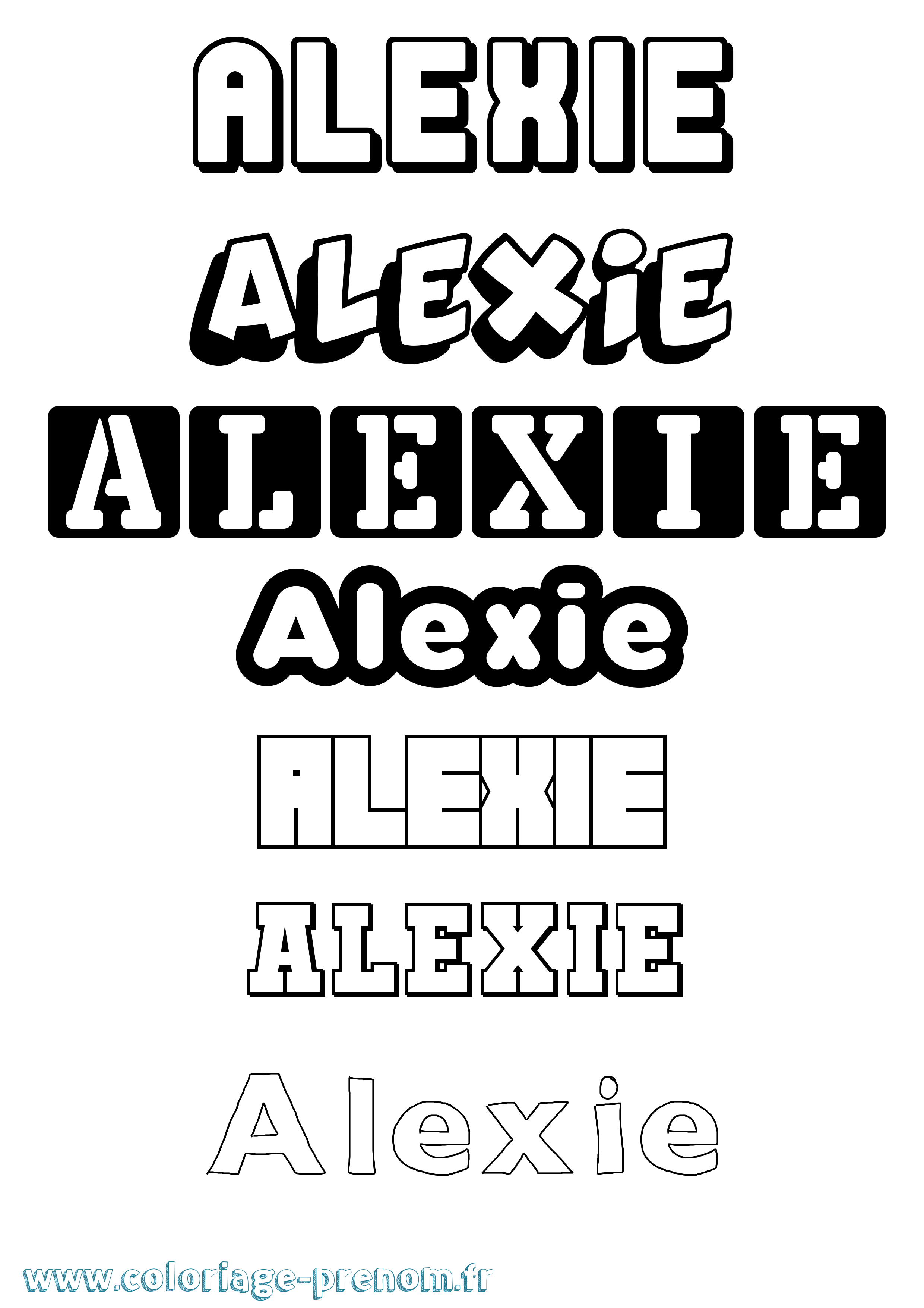Coloriage prénom Alexie Simple