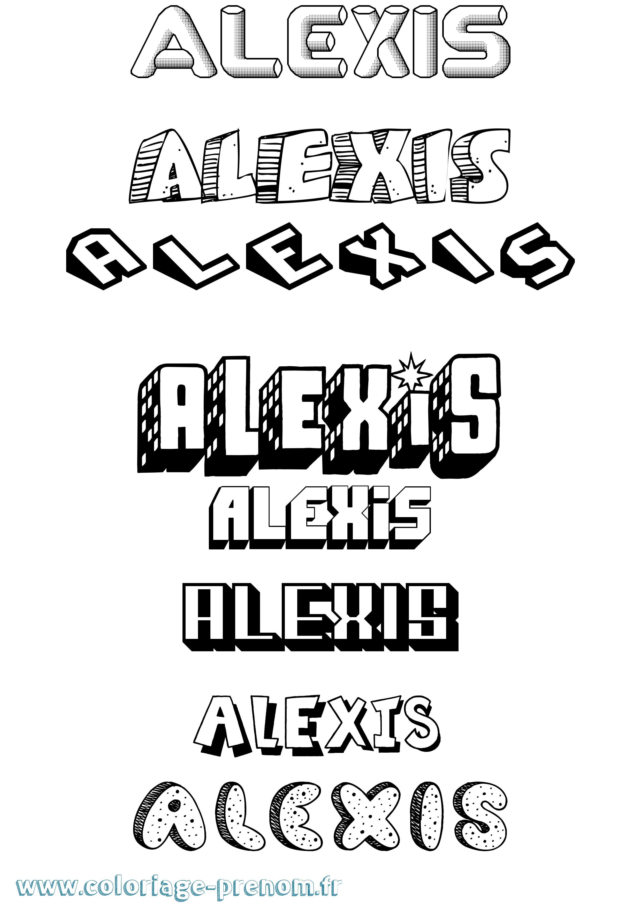 Coloriage prénom Alexis Effet 3D