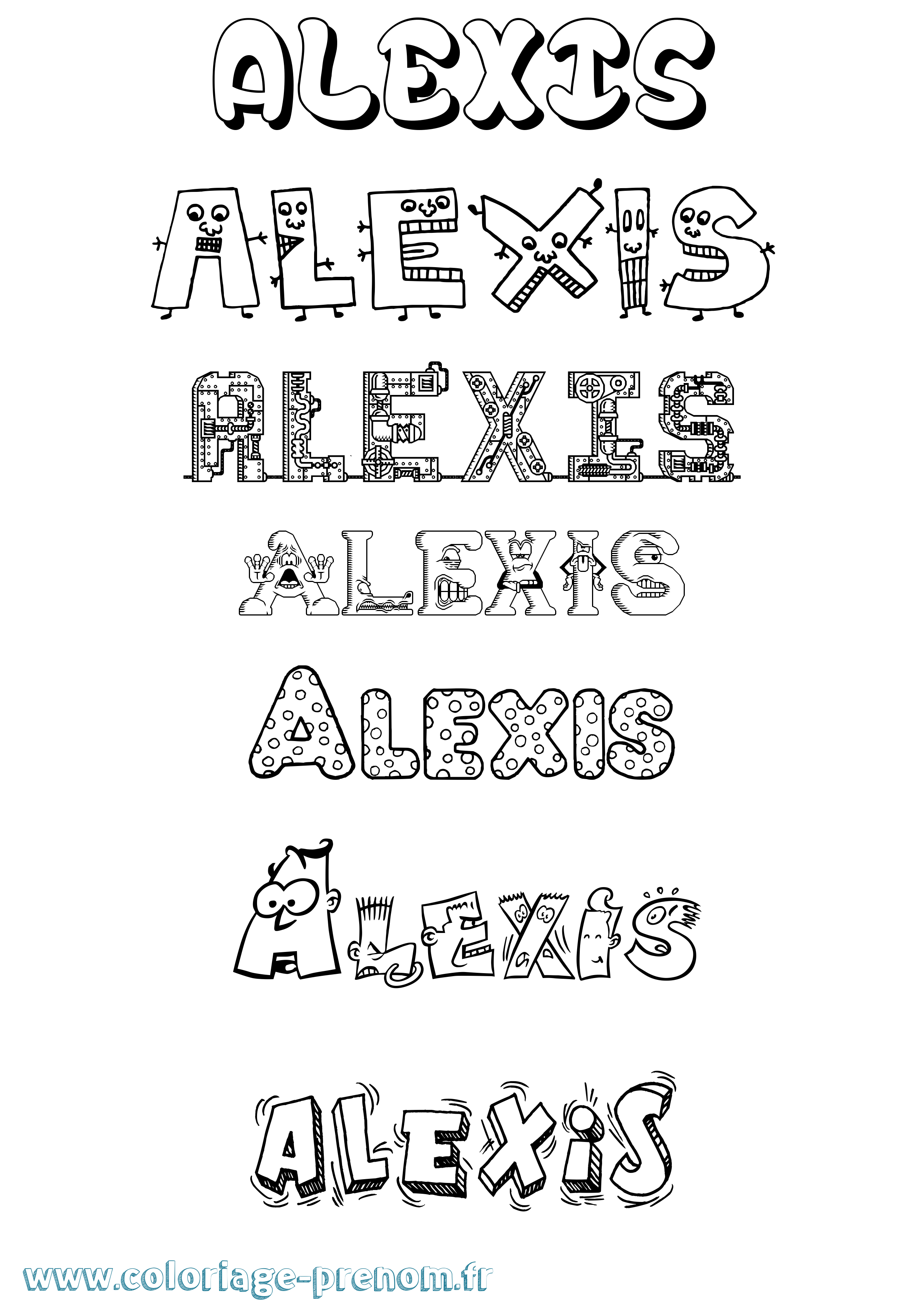 Coloriage prénom Alexis Fun