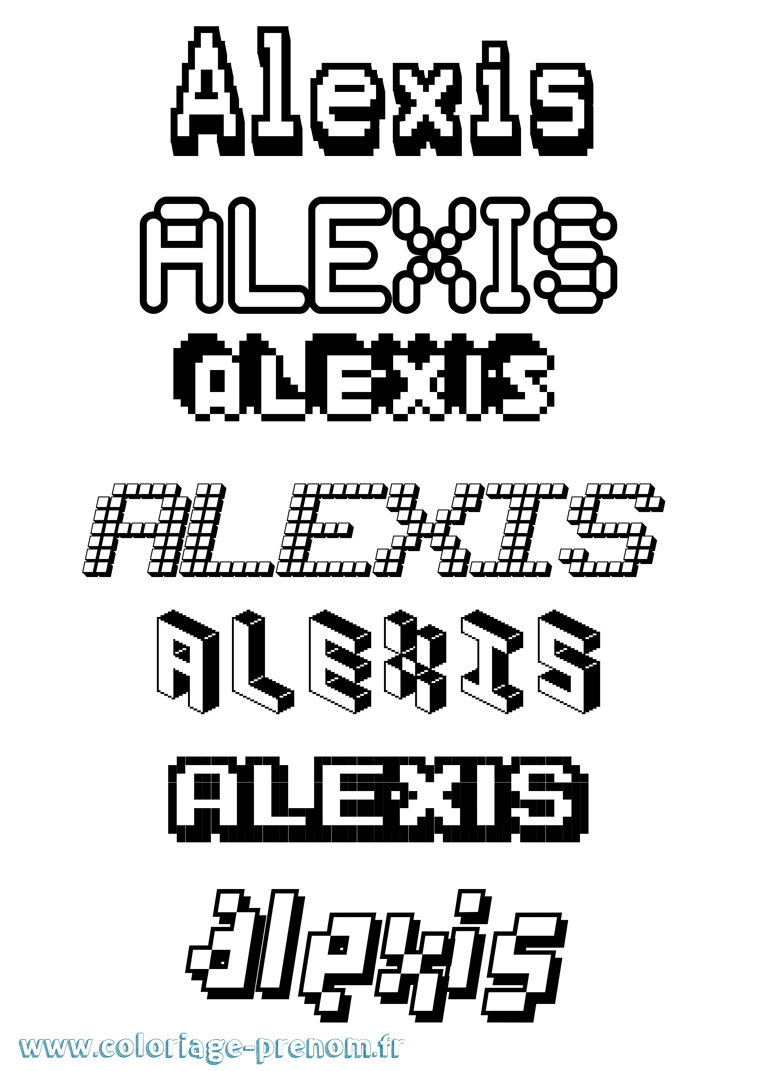 Coloriage prénom Alexis Pixel