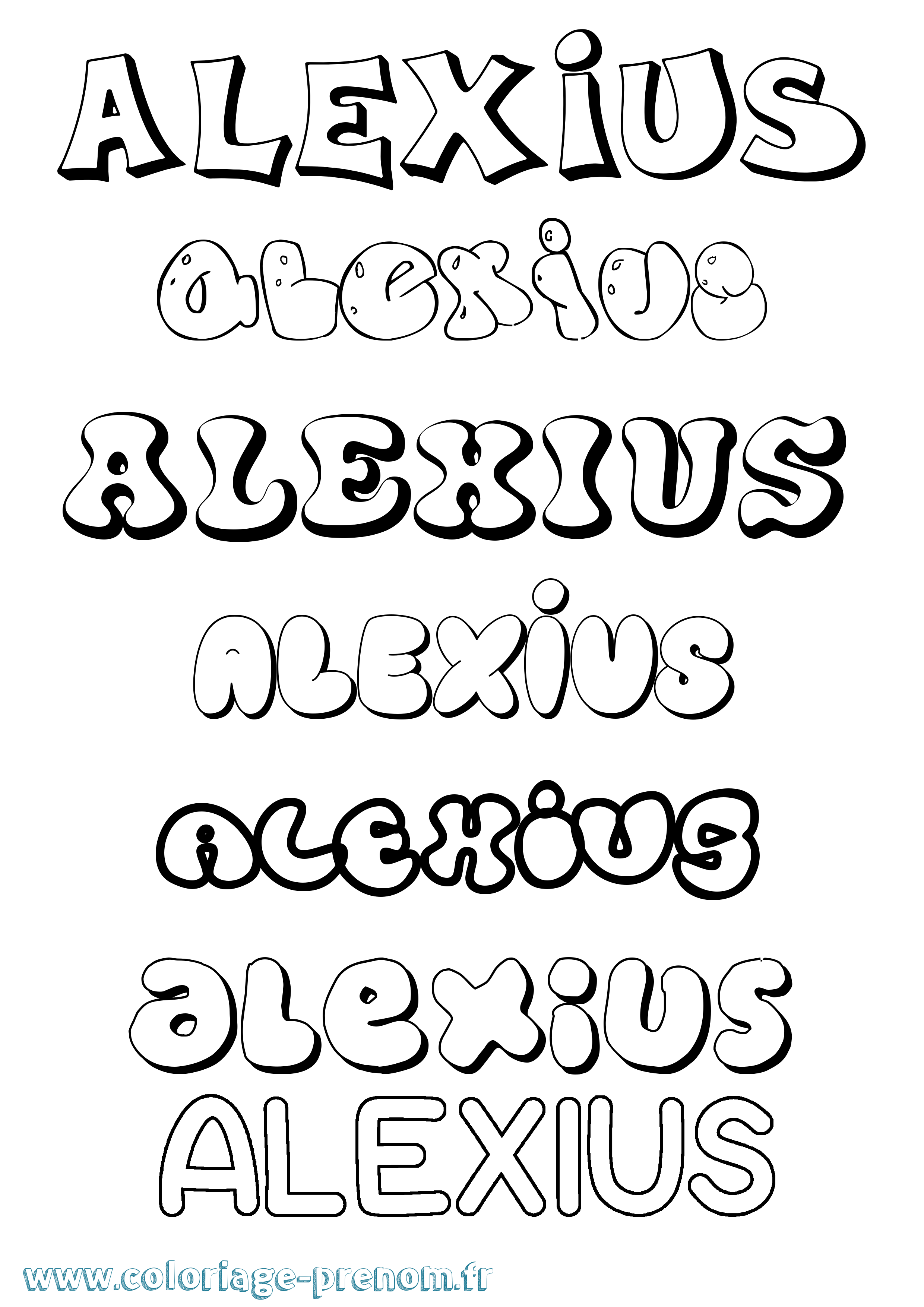 Coloriage Alexius Bubble Coloriage prénom Alexius Bubble