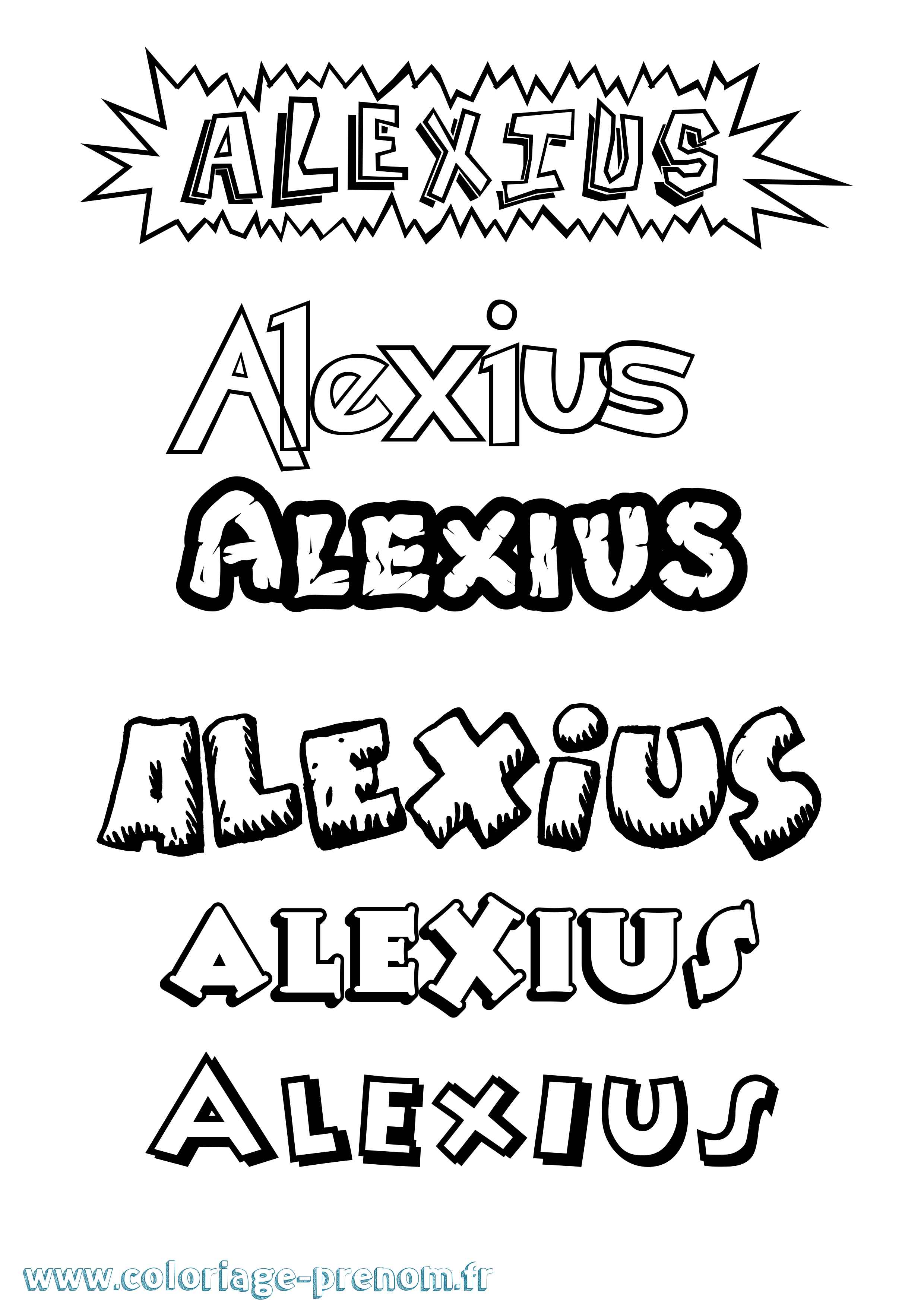 Coloriage prénom Alexius Dessin Animé