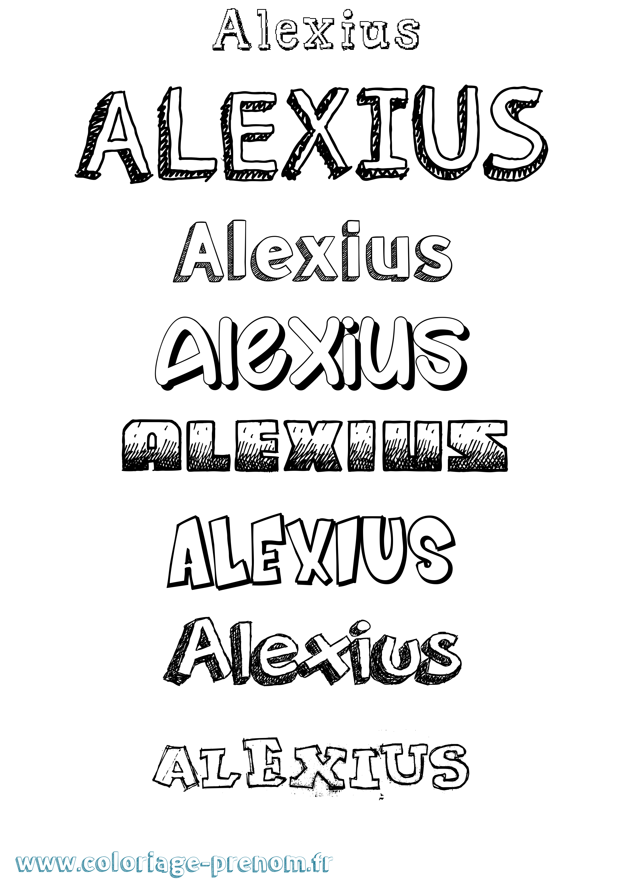 Coloriage prénom Alexius Dessiné