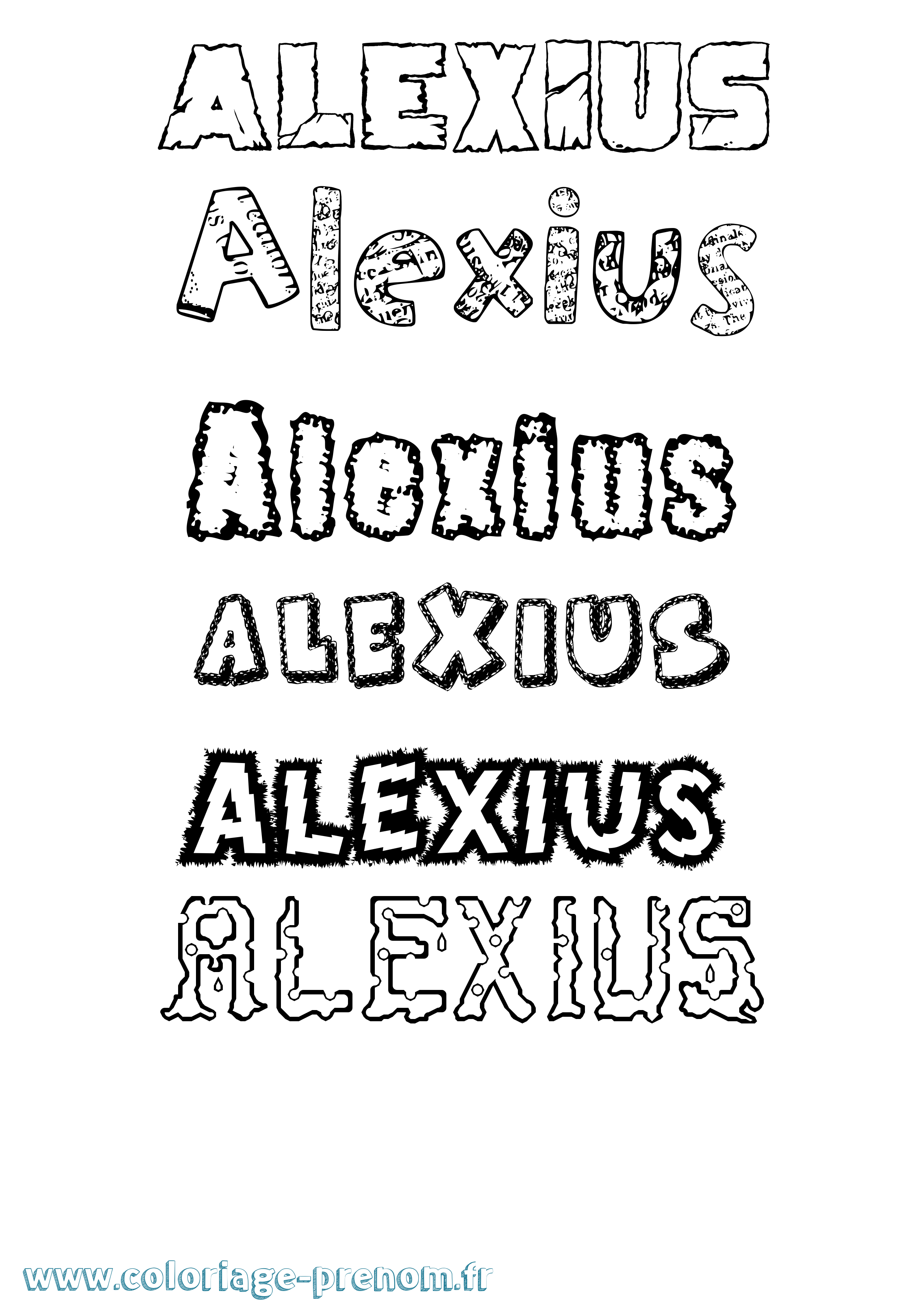 Coloriage Alexius Destructuré Coloriage prénom Alexius Destructuré