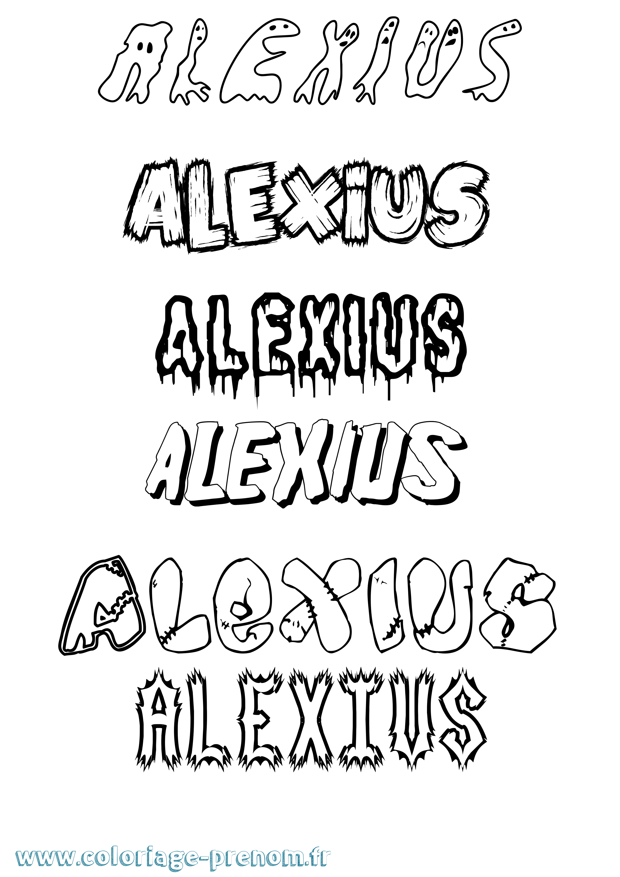 Coloriage prénom Alexius Frisson