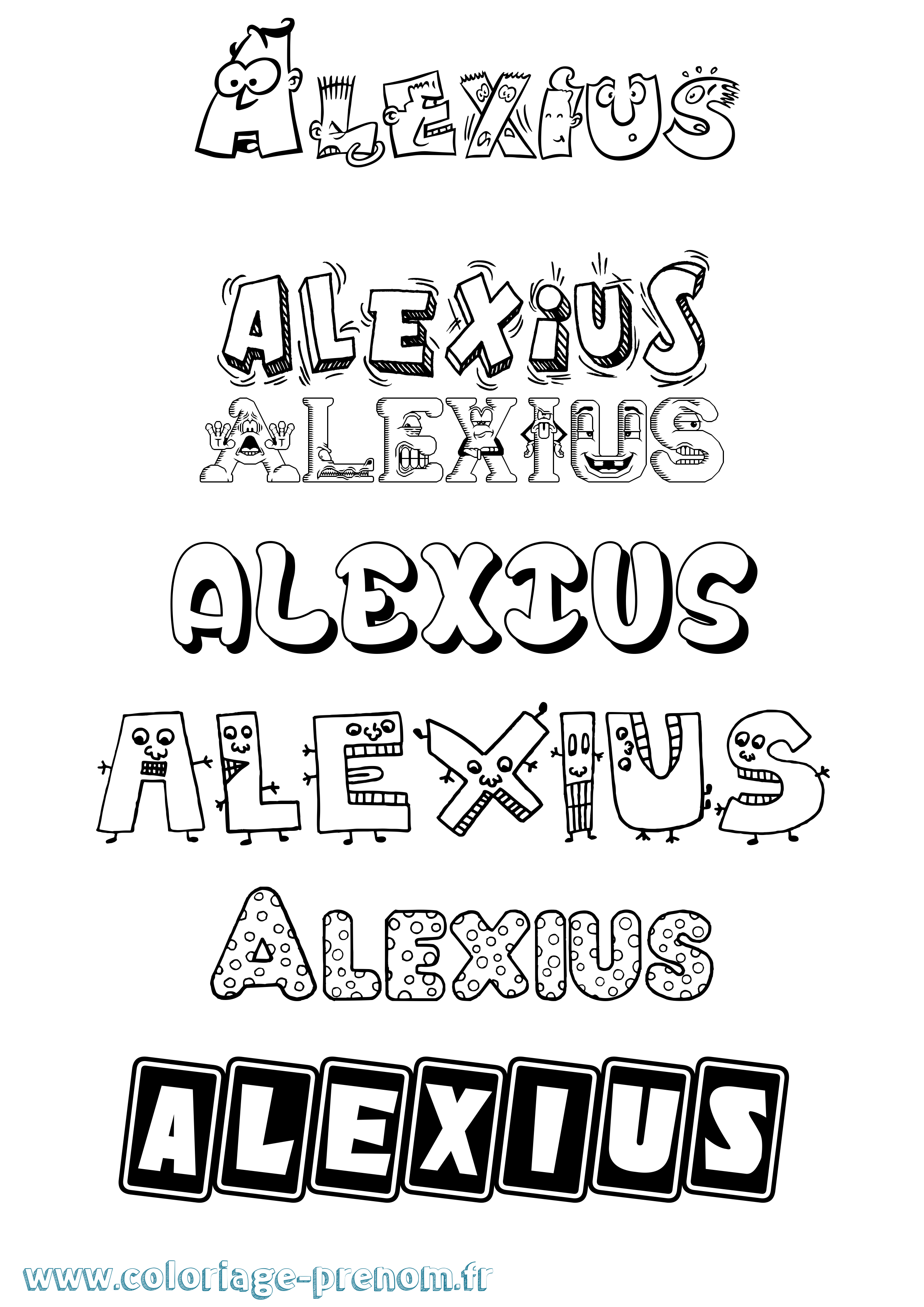 Coloriage prénom Alexius Fun