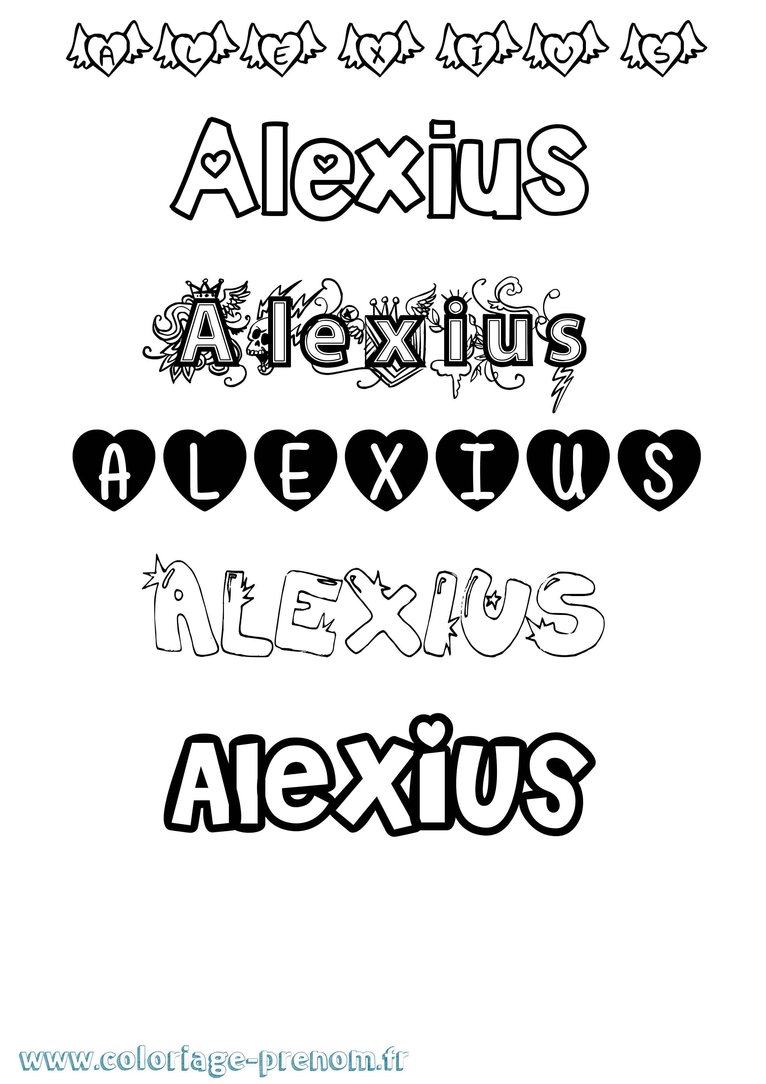 Coloriage Alexius Girly Coloriage prénom Alexius Girly