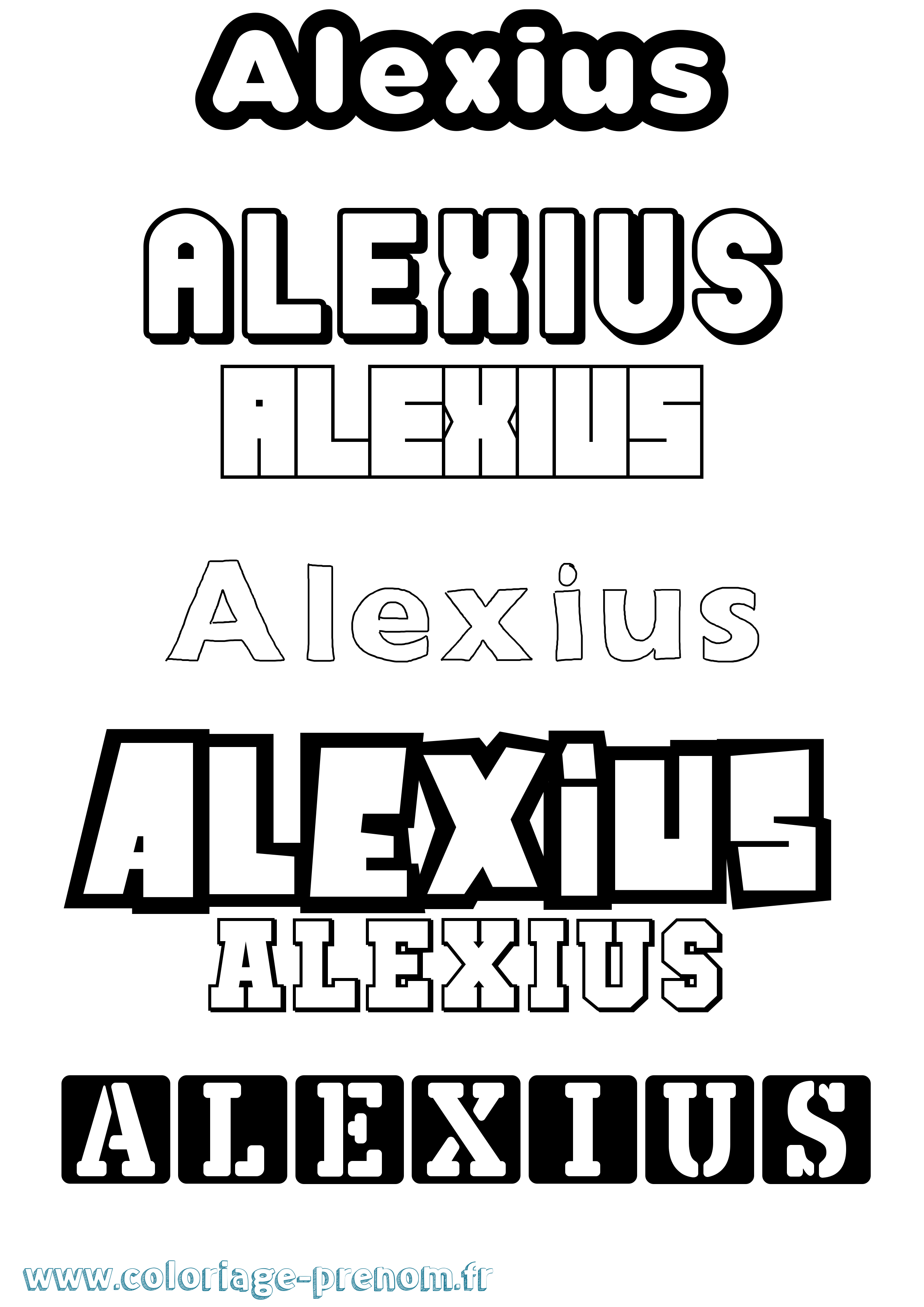 Coloriage prénom Alexius Simple