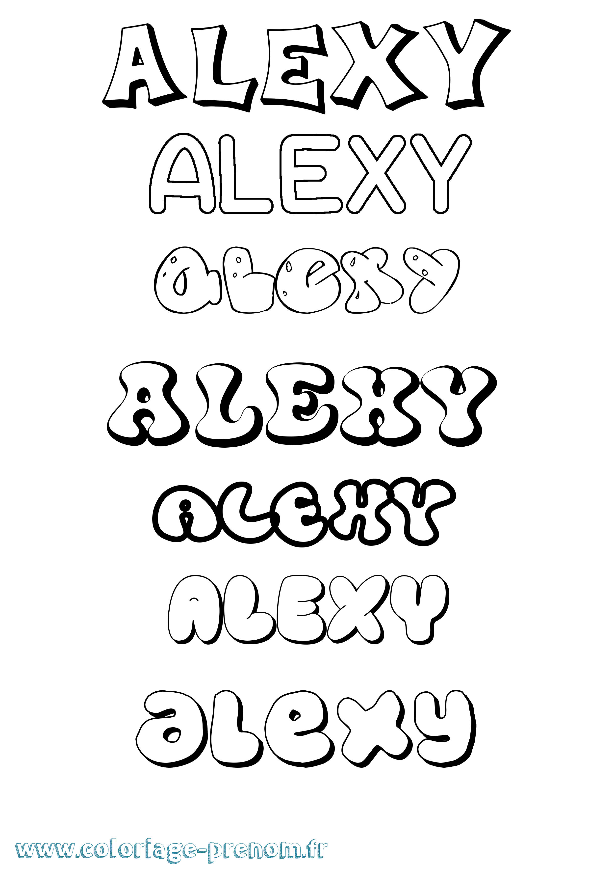 Coloriage Alexy Bubble Coloriage prénom Alexy Bubble
