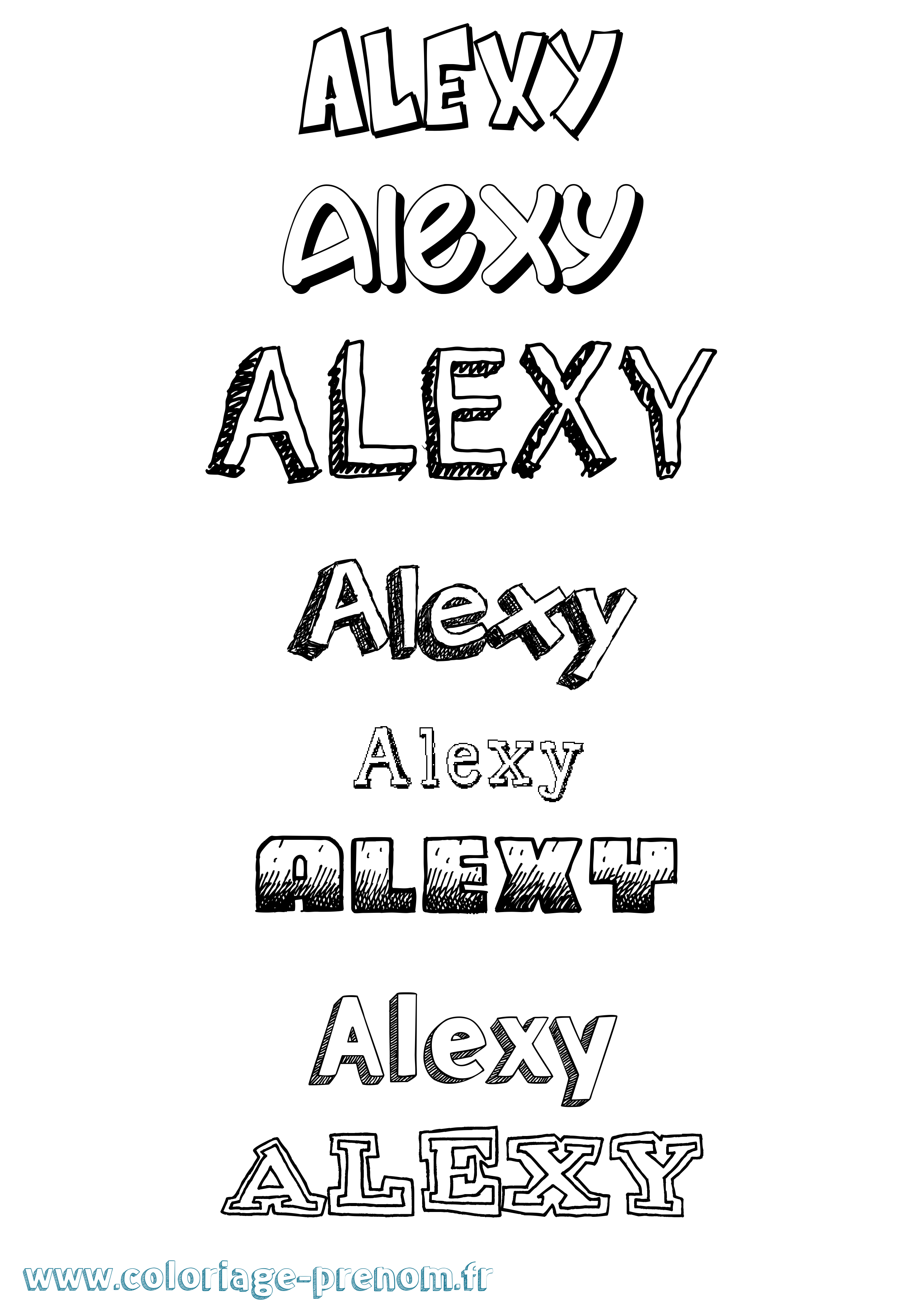 Coloriage prénom Alexy Dessiné