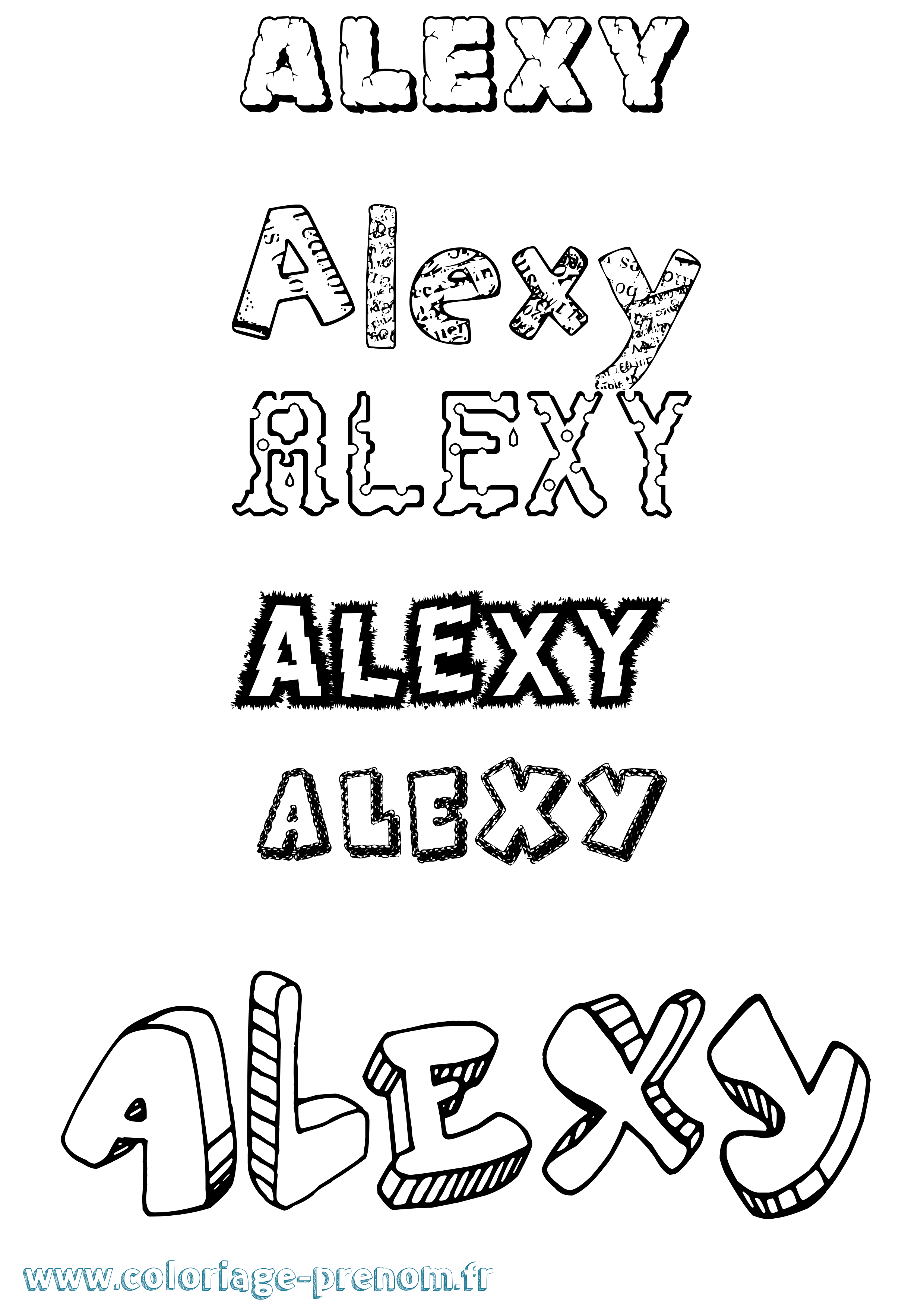 Coloriage prénom Alexy Destructuré