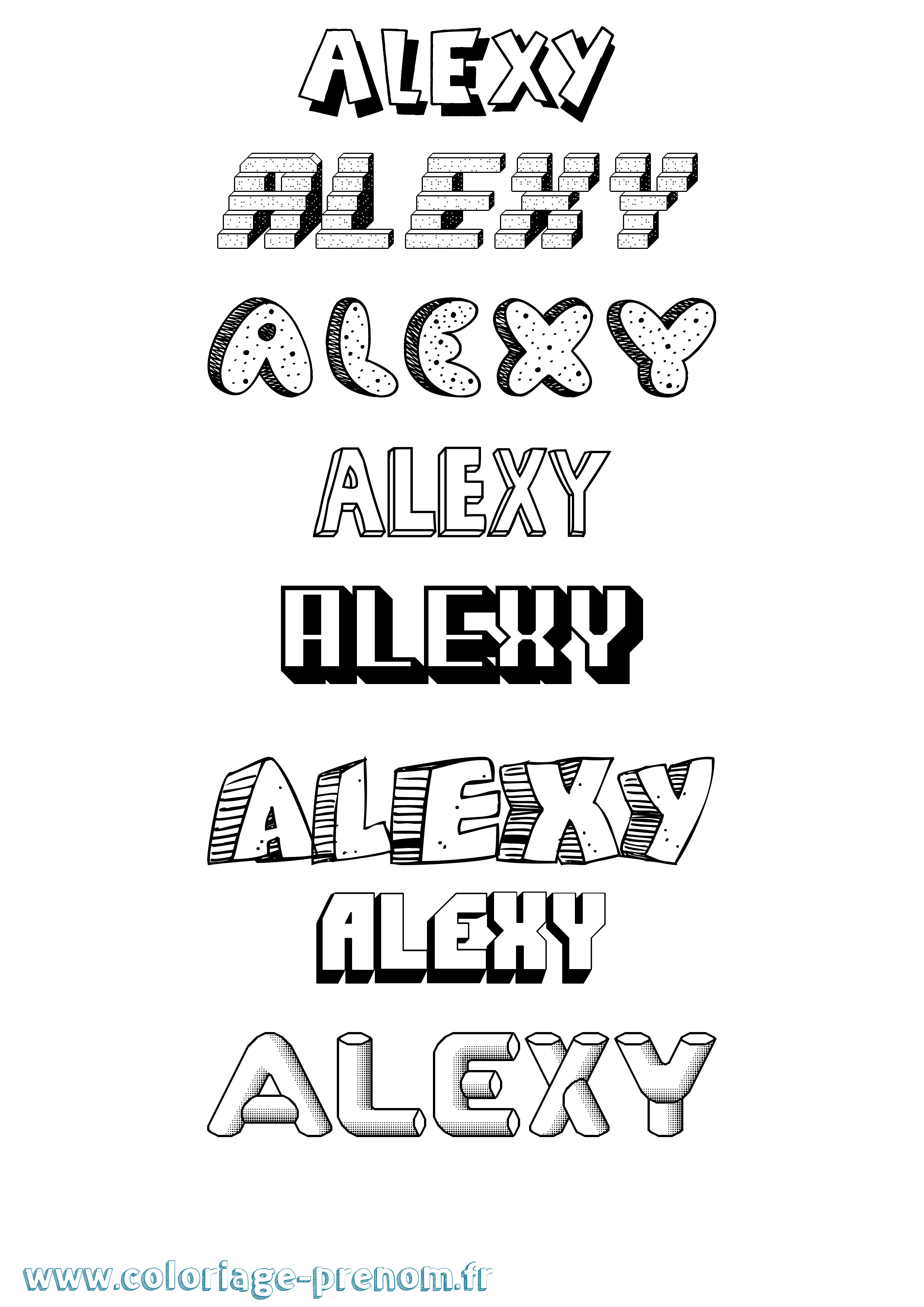 Coloriage Alexy Effet 3D Coloriage prénom Alexy Effet 3D