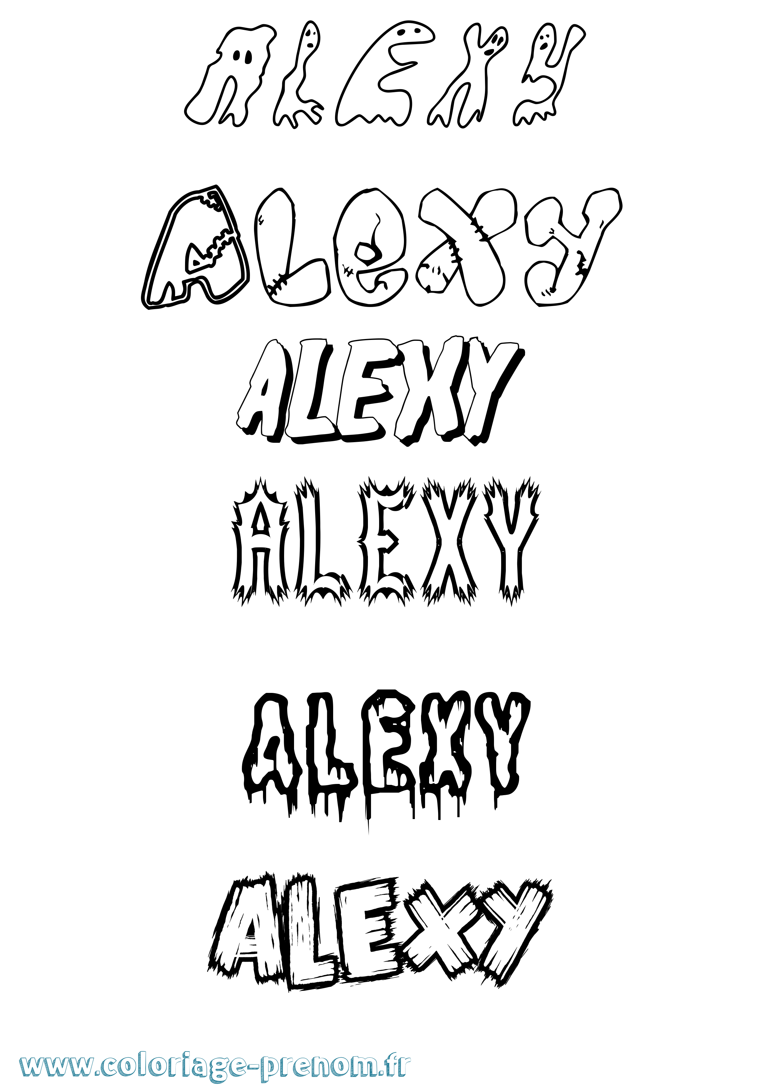 Coloriage prénom Alexy Frisson