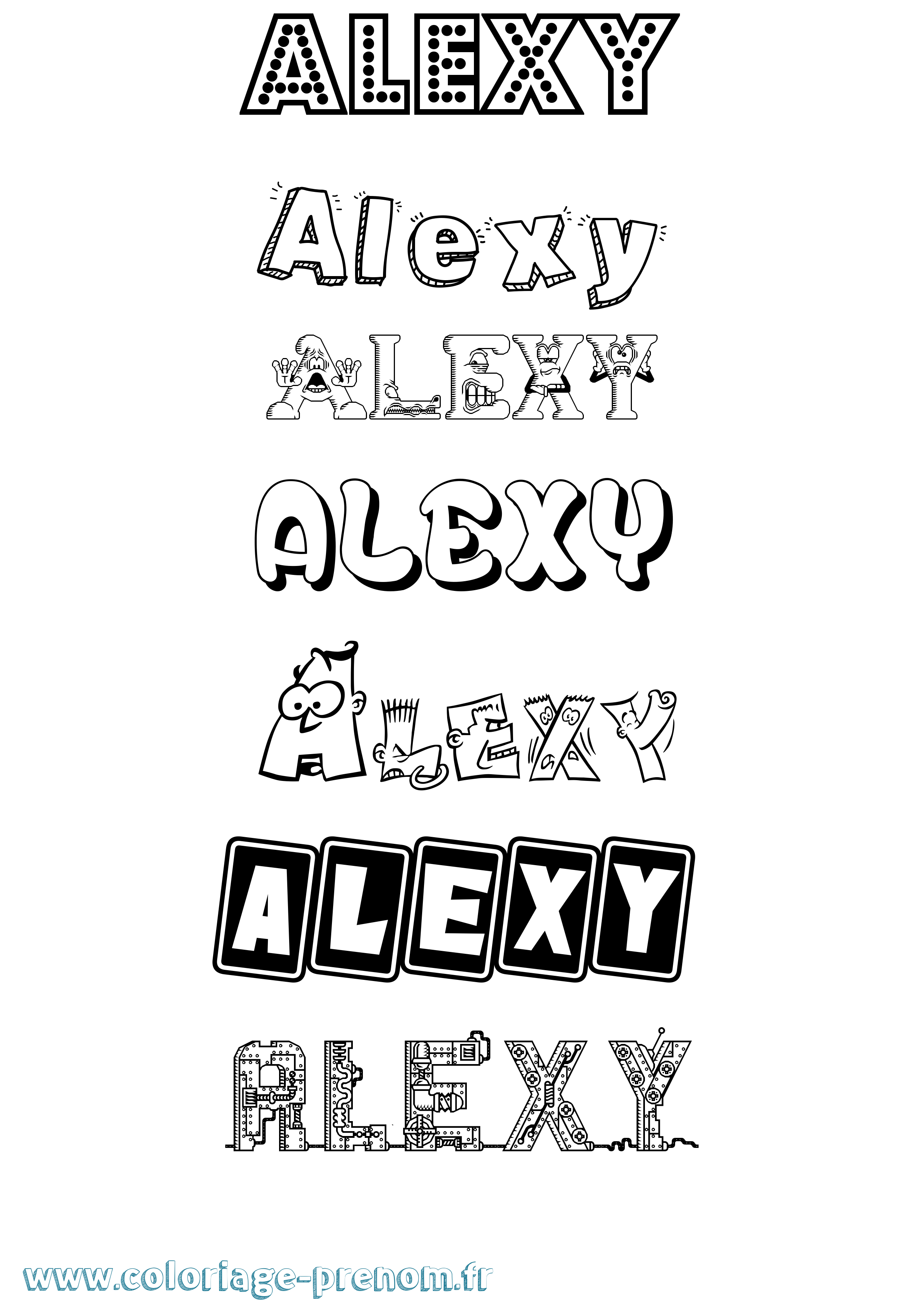 Coloriage prénom Alexy Fun