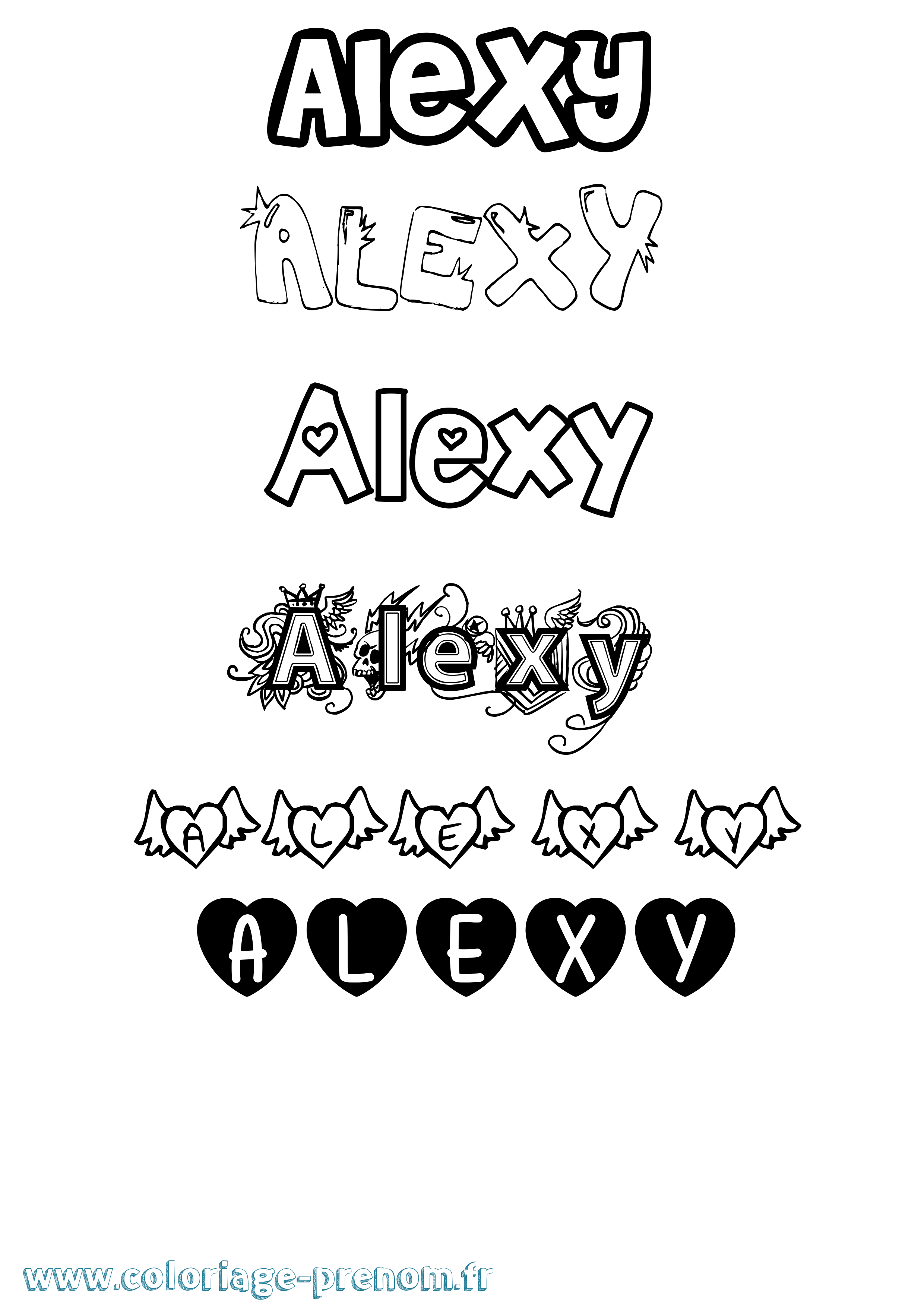 Coloriage prénom Alexy Girly