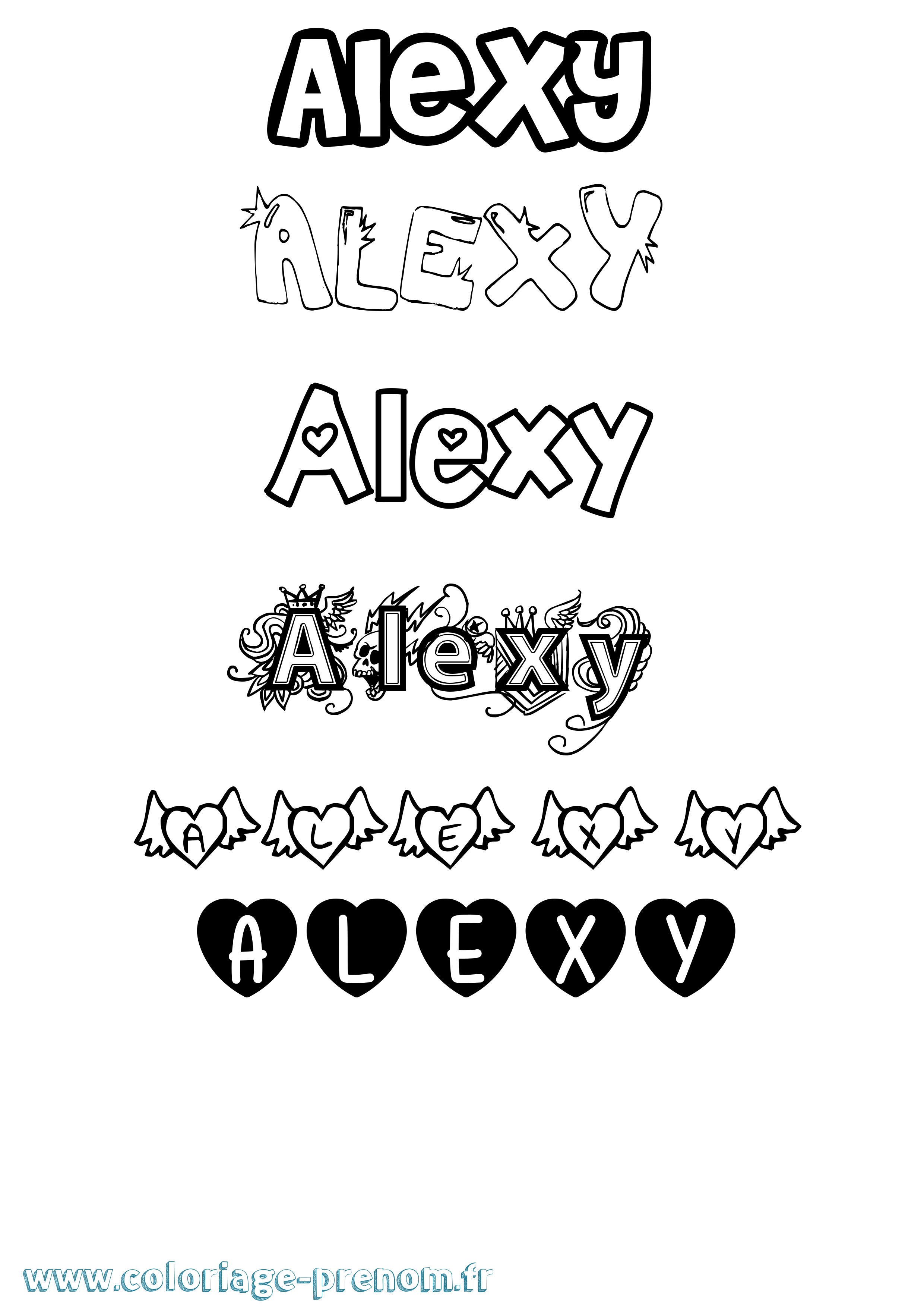 Coloriage Alexy Girly Coloriage prénom Alexy Girly