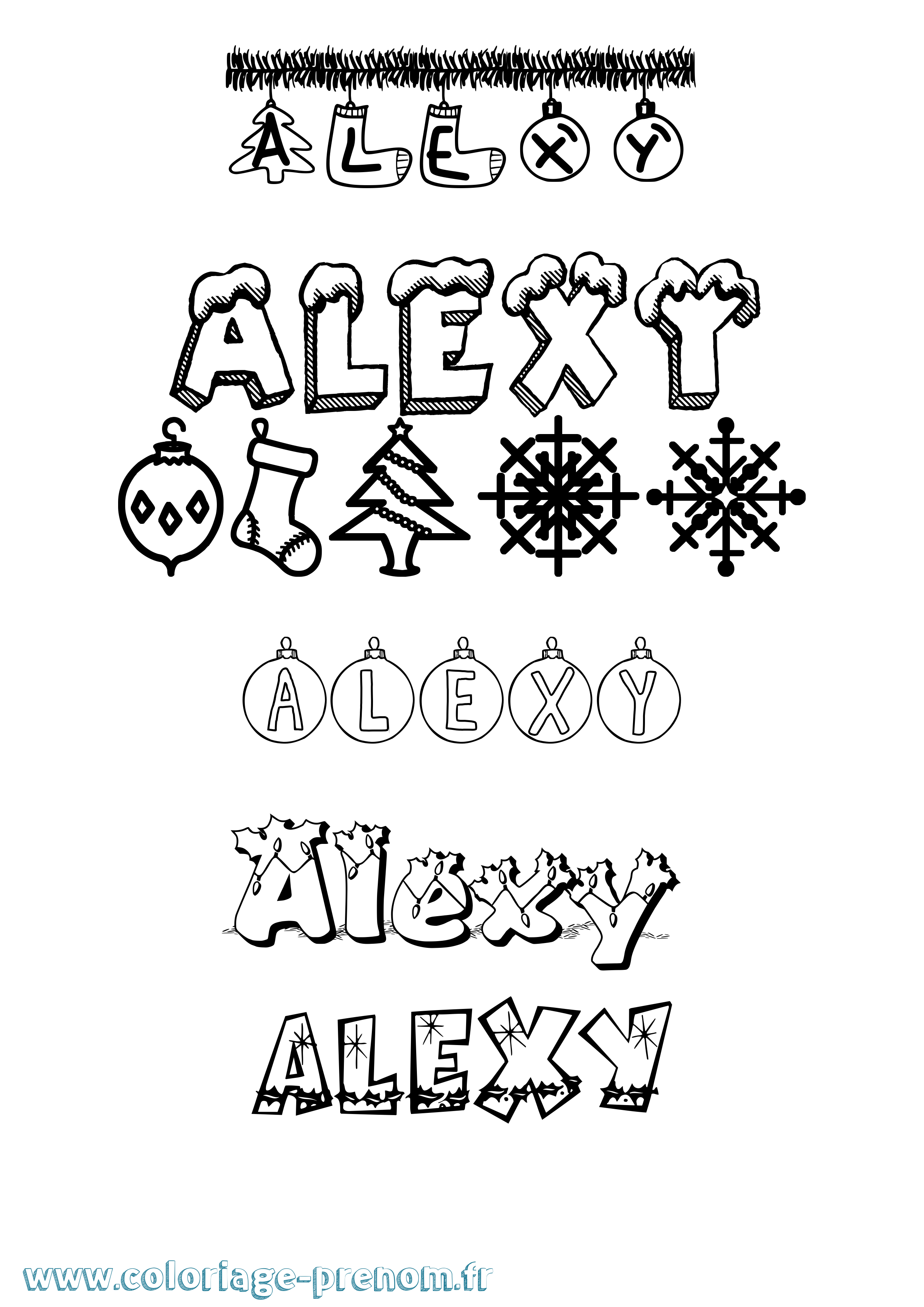 Coloriage Alexy Noël Coloriage prénom Alexy Noël