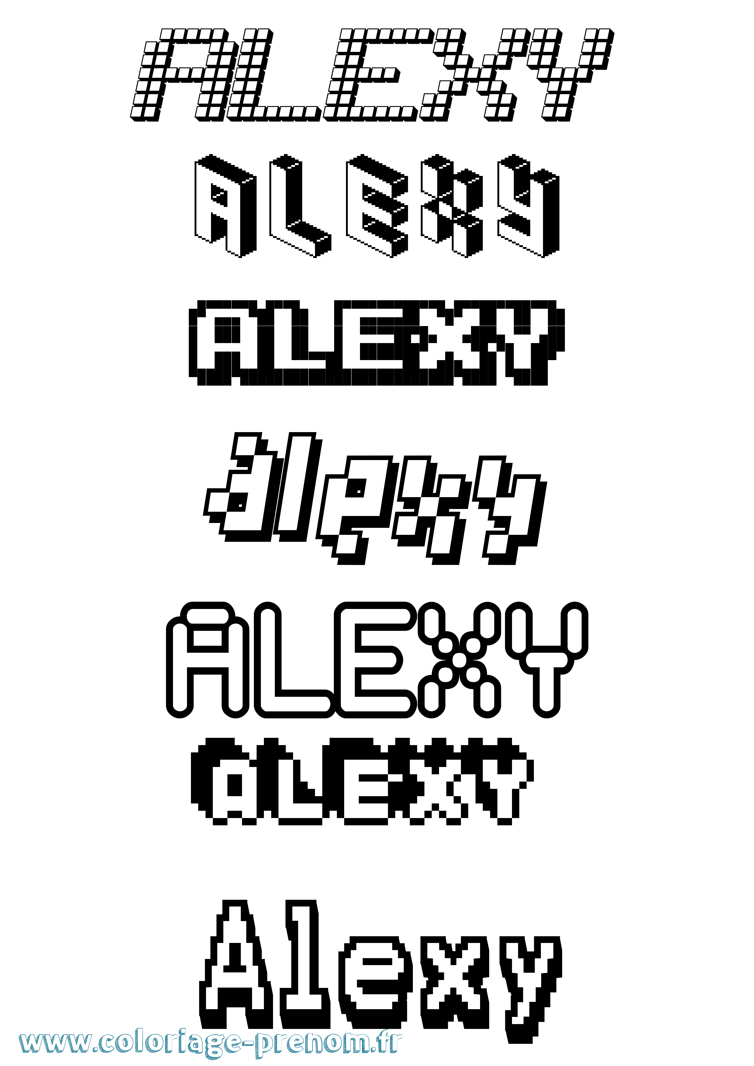 Coloriage prénom Alexy Pixel