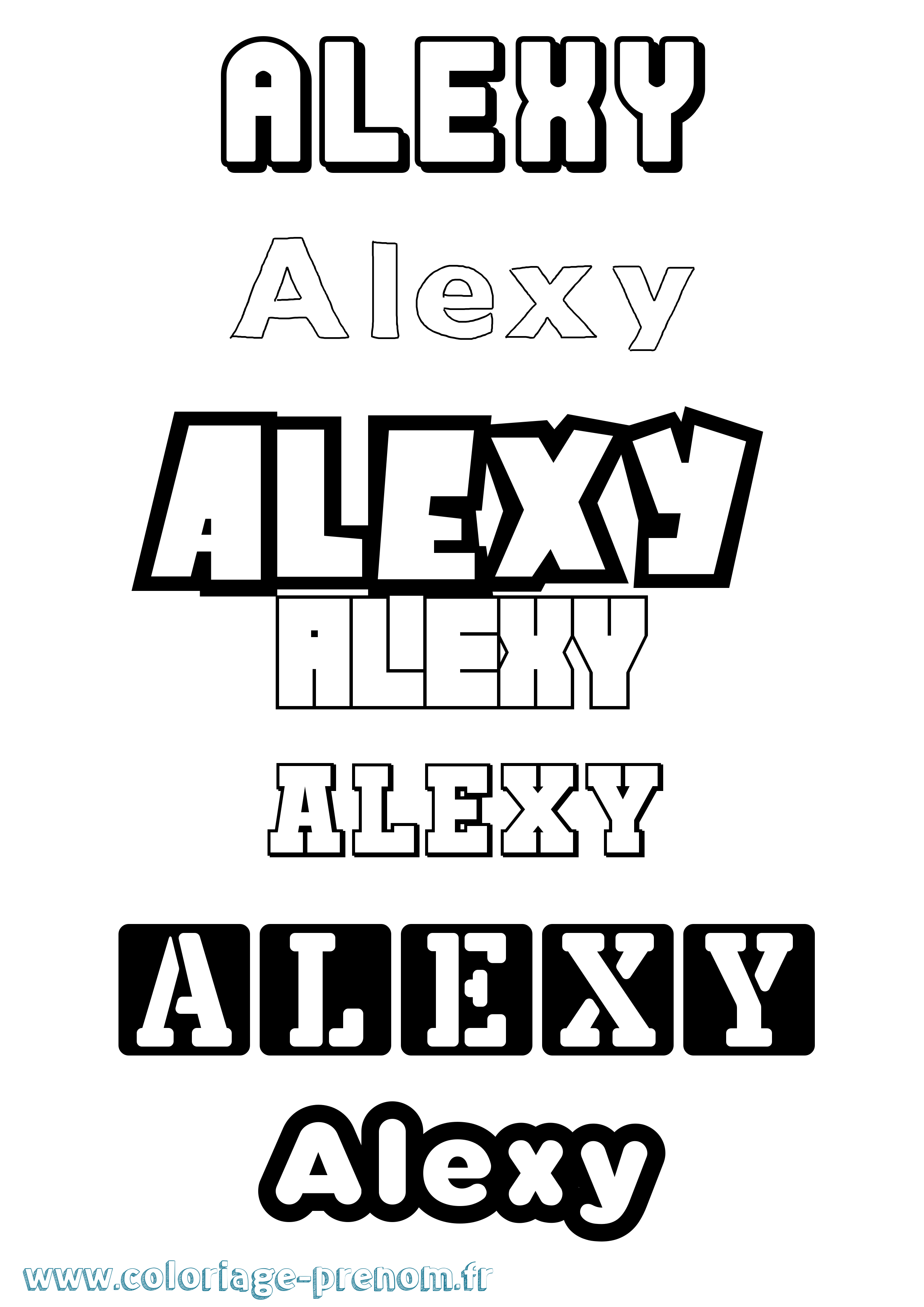 Coloriage prénom Alexy Simple