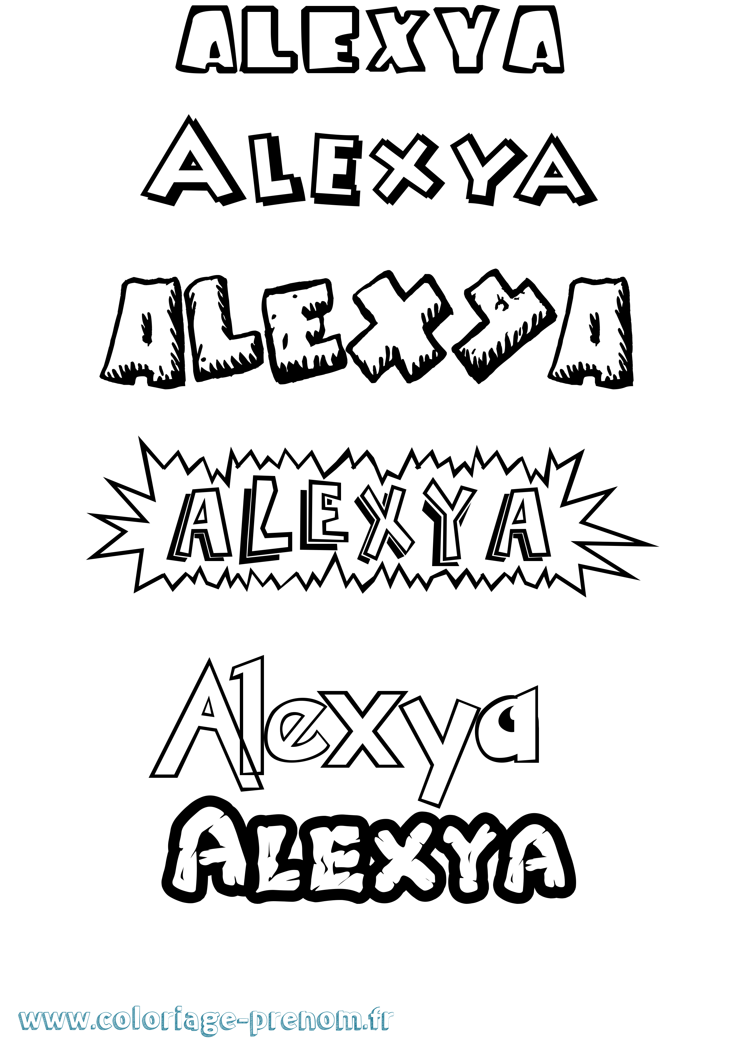 Coloriage prénom Alexya Dessin Animé