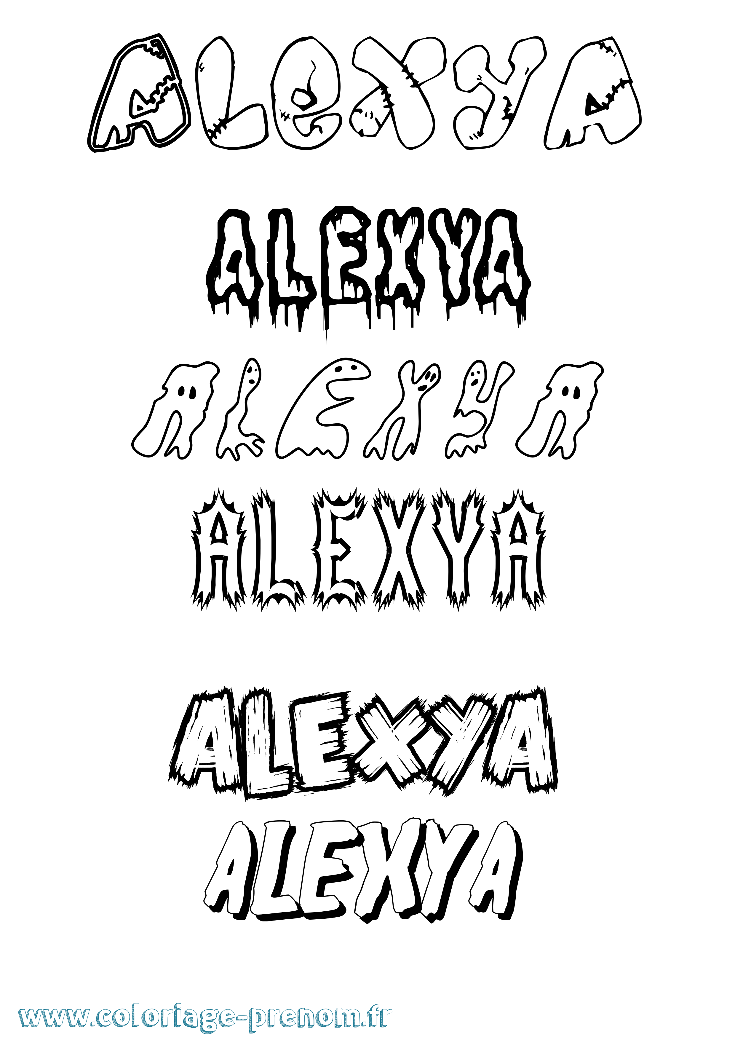 Coloriage prénom Alexya Frisson
