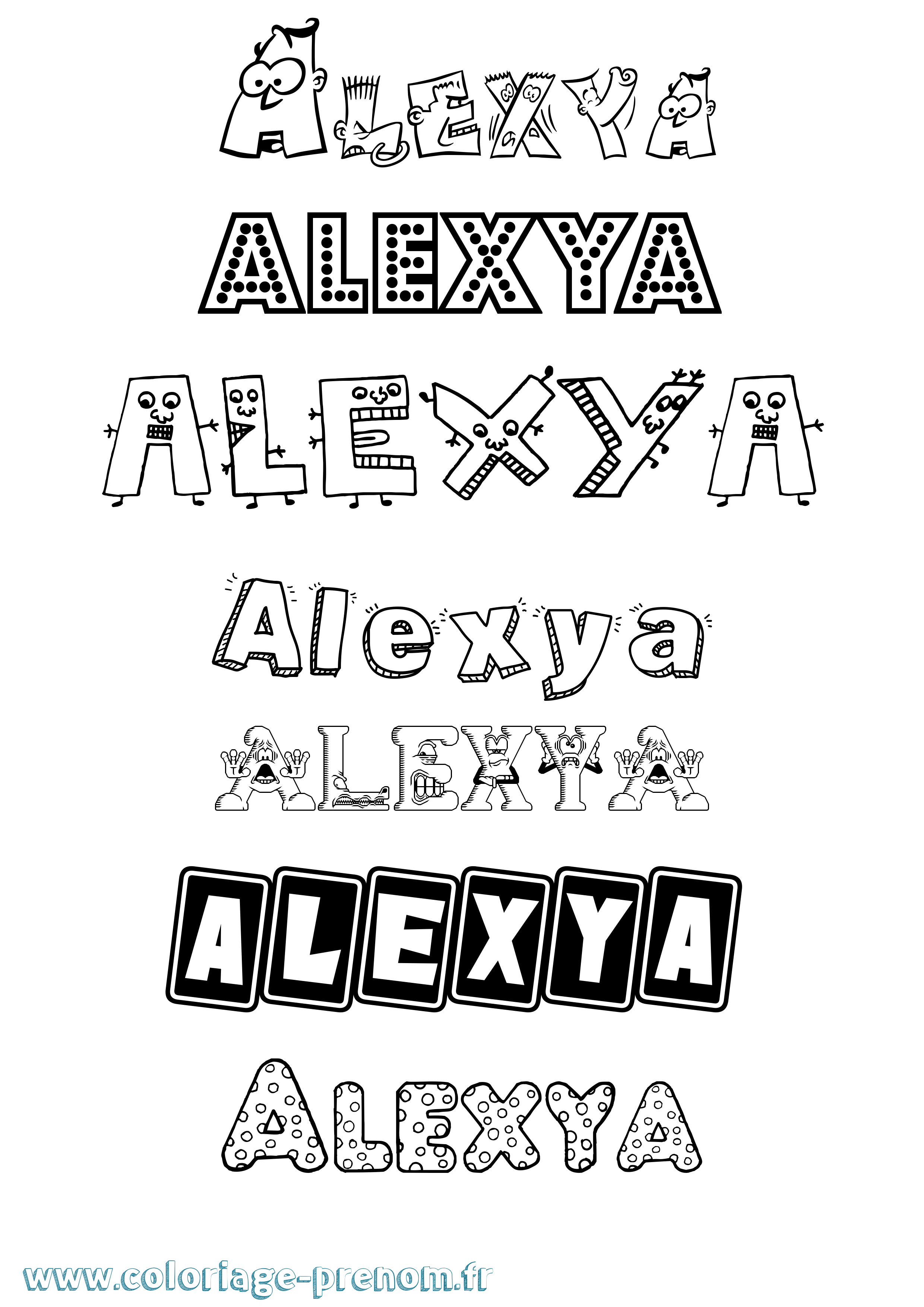 Coloriage prénom Alexya Fun
