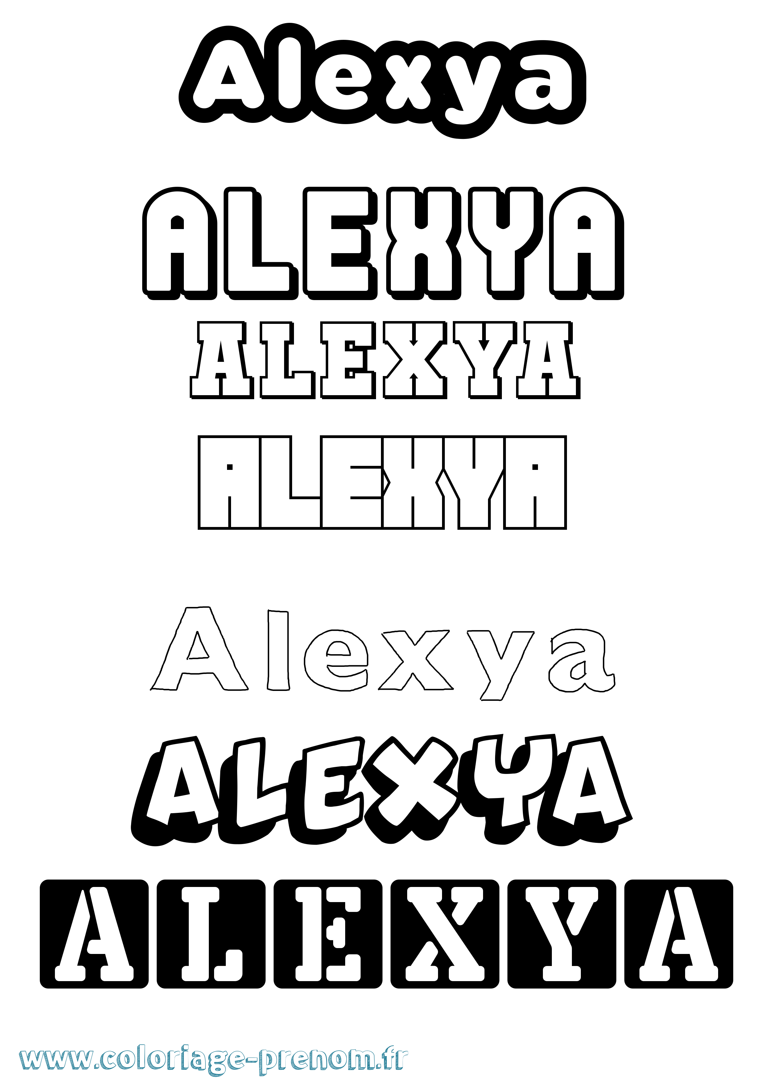 Coloriage prénom Alexya Simple