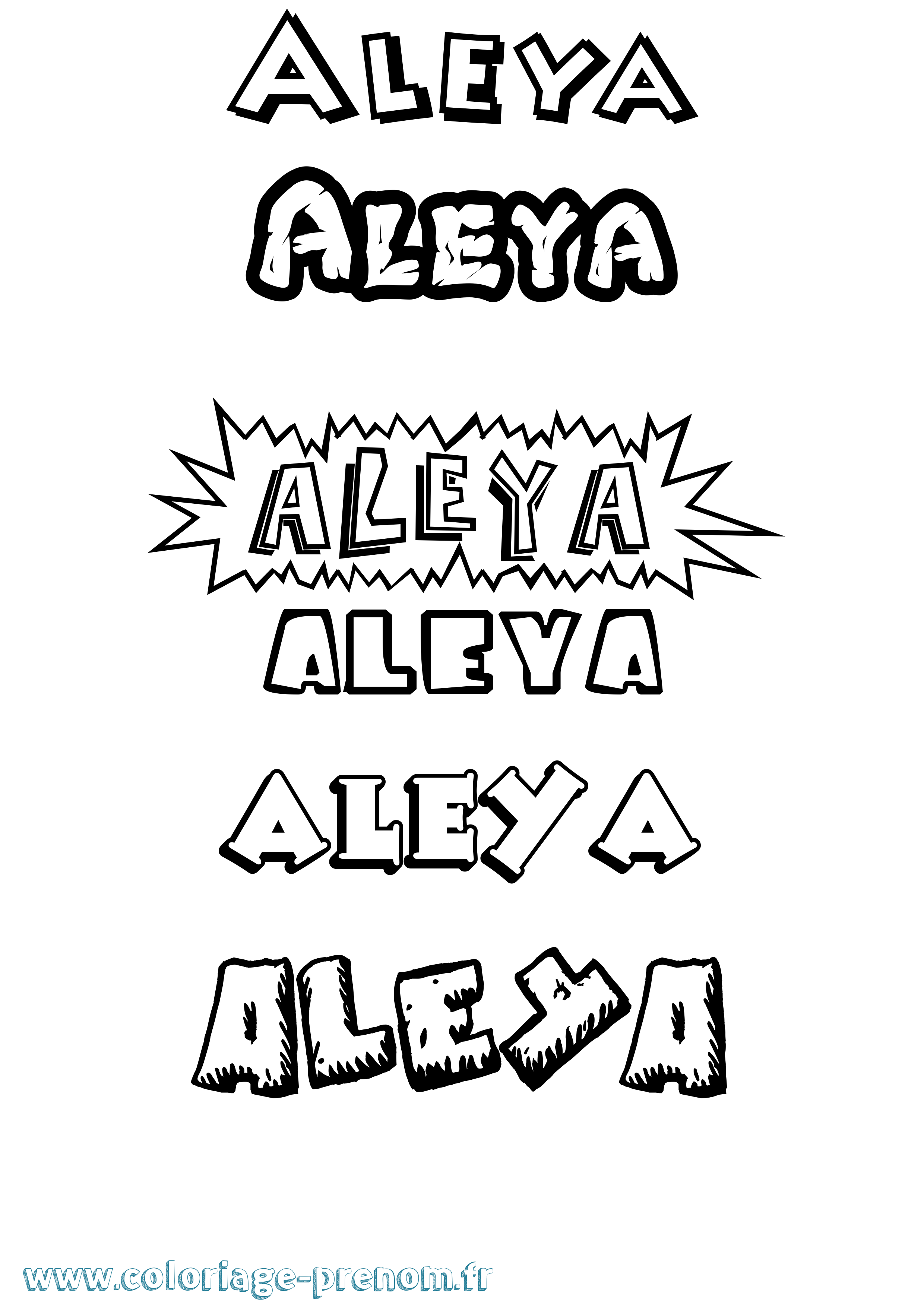 Coloriage prénom Aleya Dessin Animé