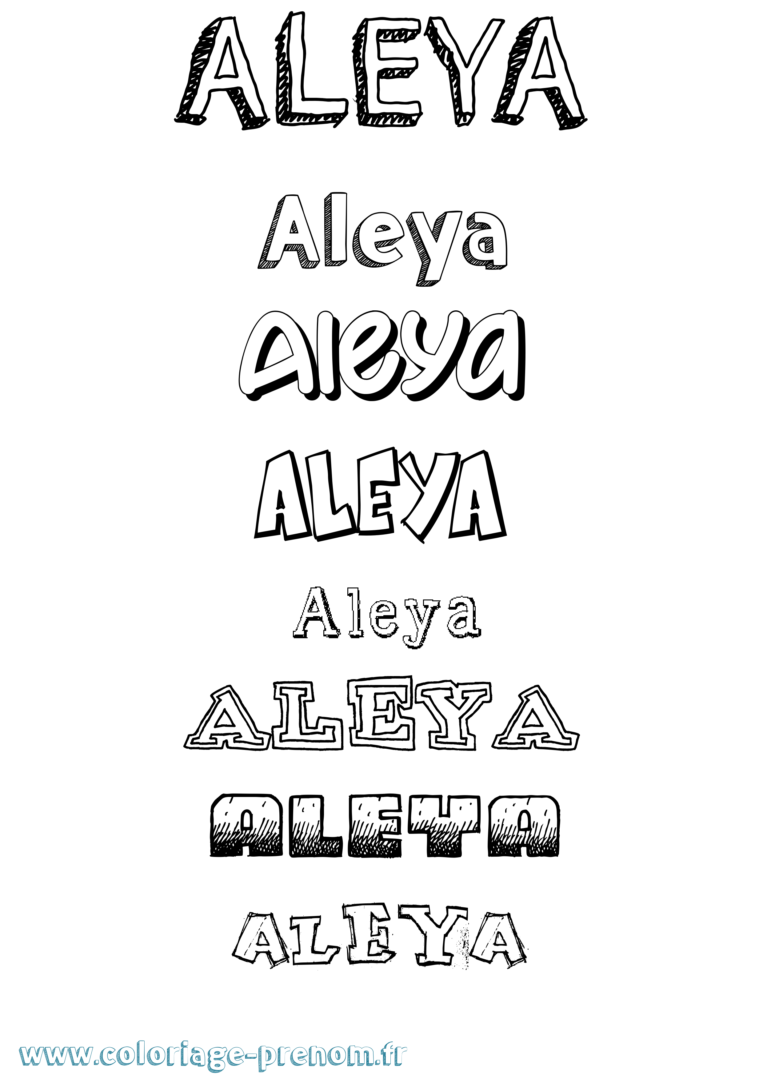 Coloriage prénom Aleya Dessiné