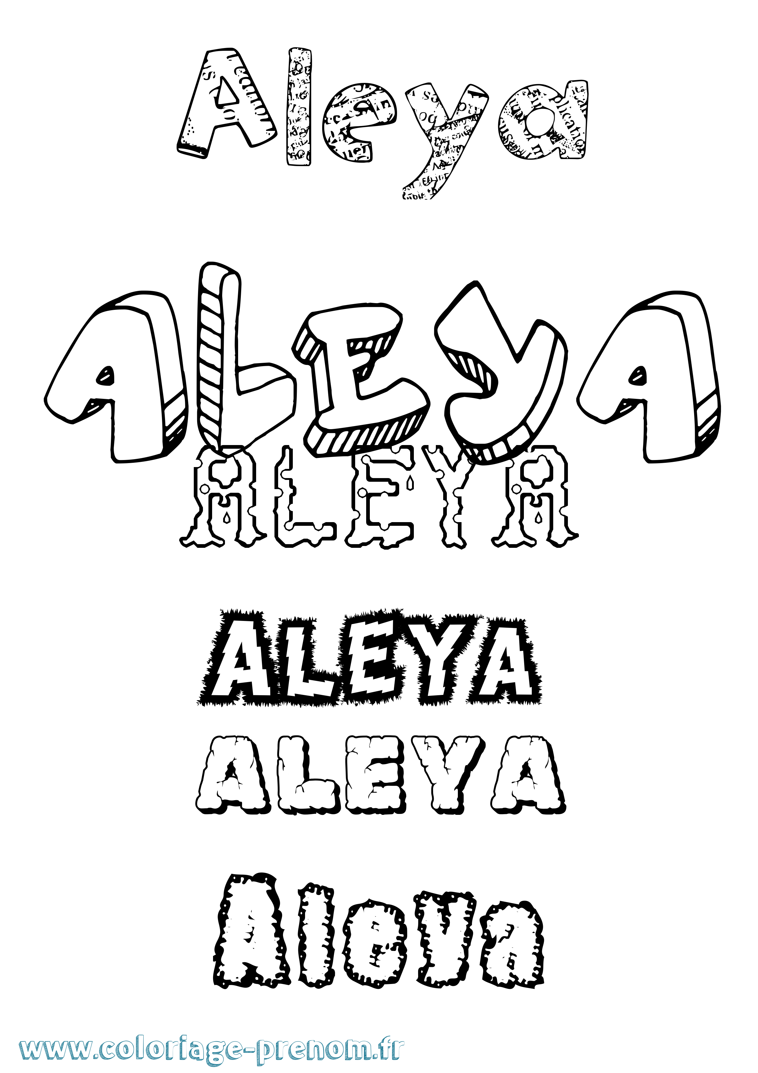 Coloriage prénom Aleya Destructuré