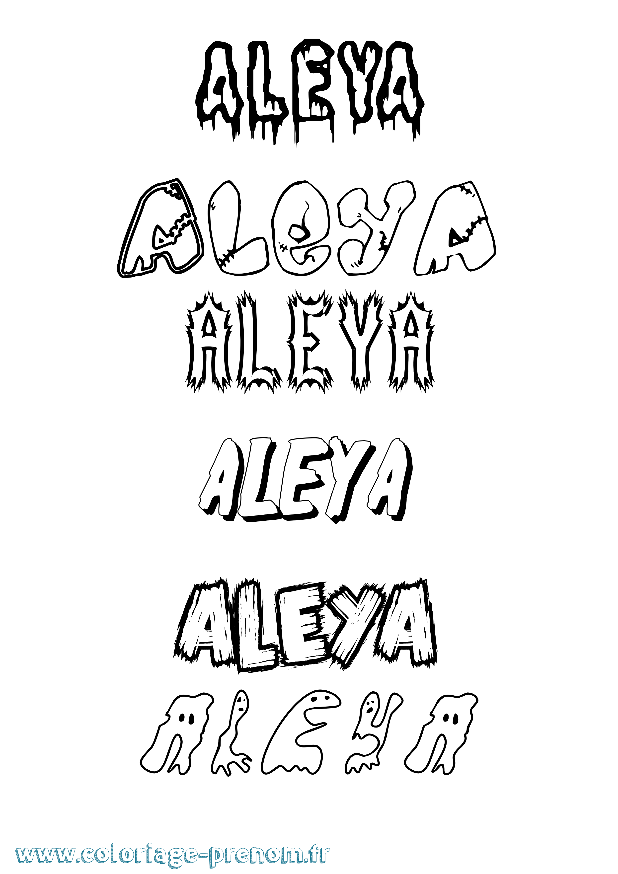 Coloriage prénom Aleya Frisson