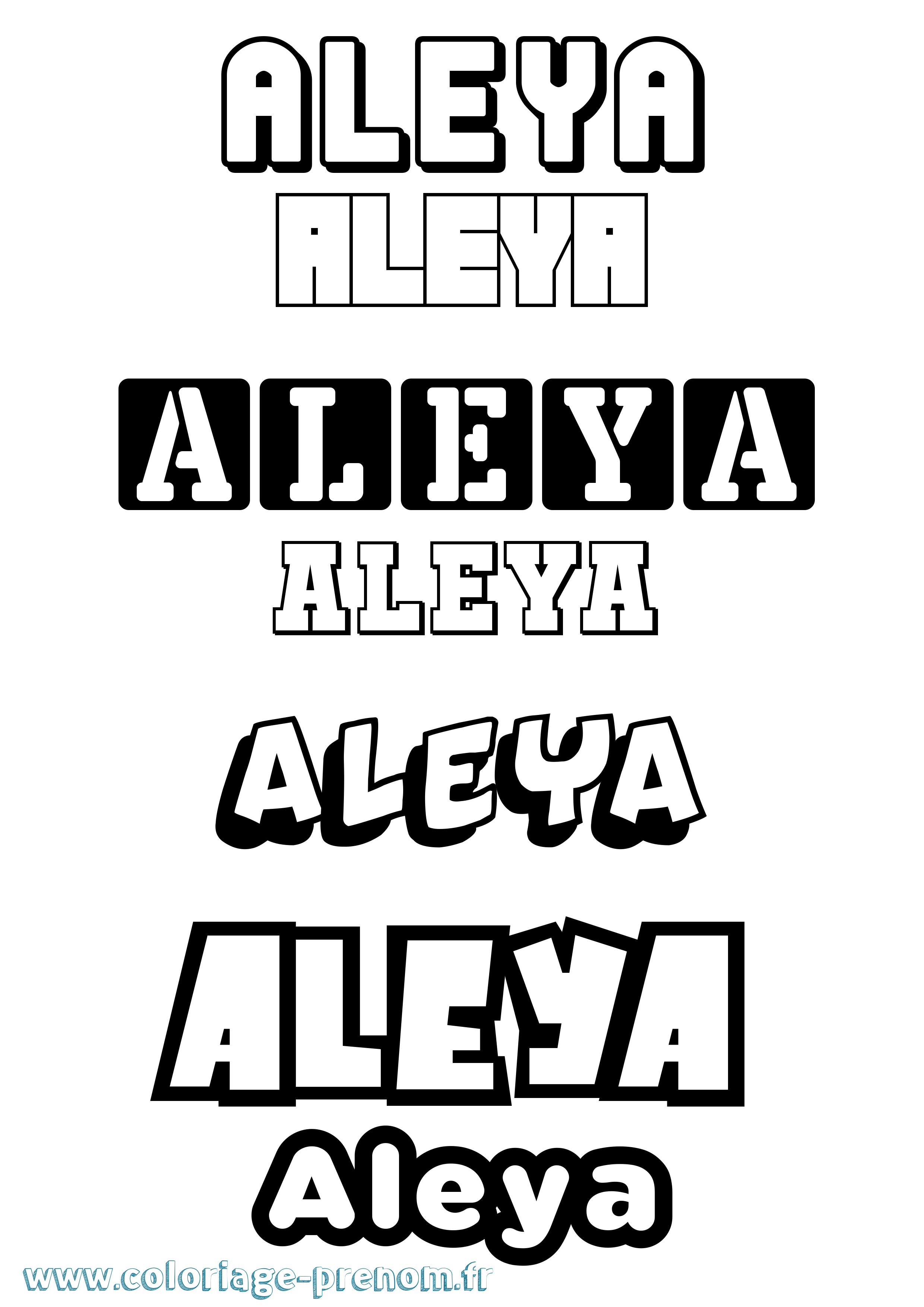 Coloriage prénom Aleya Simple