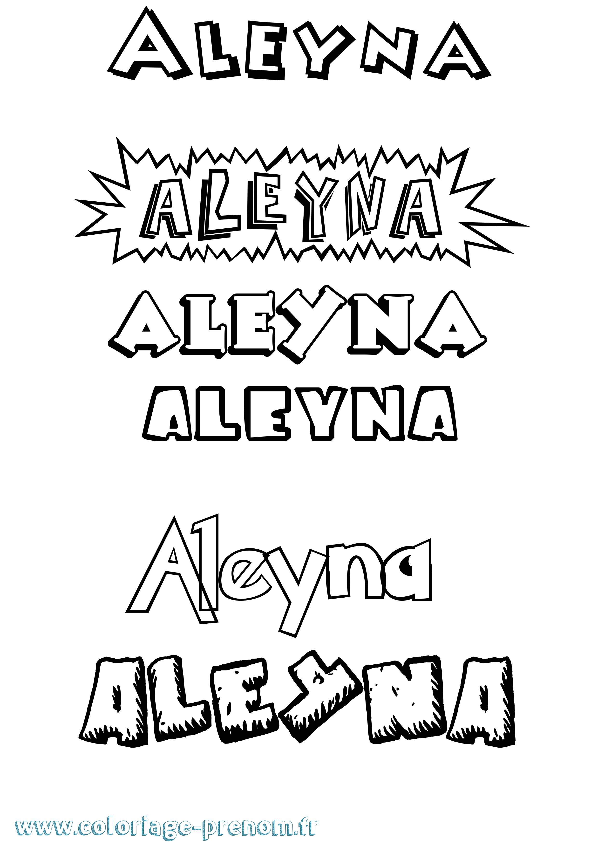Coloriage prénom Aleyna Dessin Animé