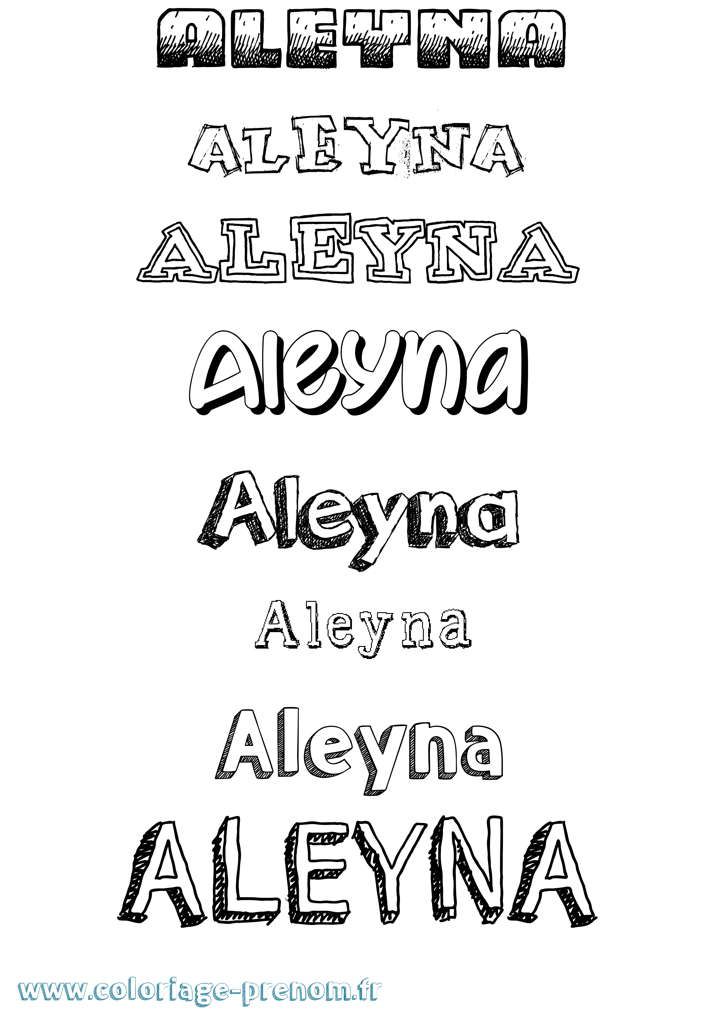 Coloriage prénom Aleyna Dessiné