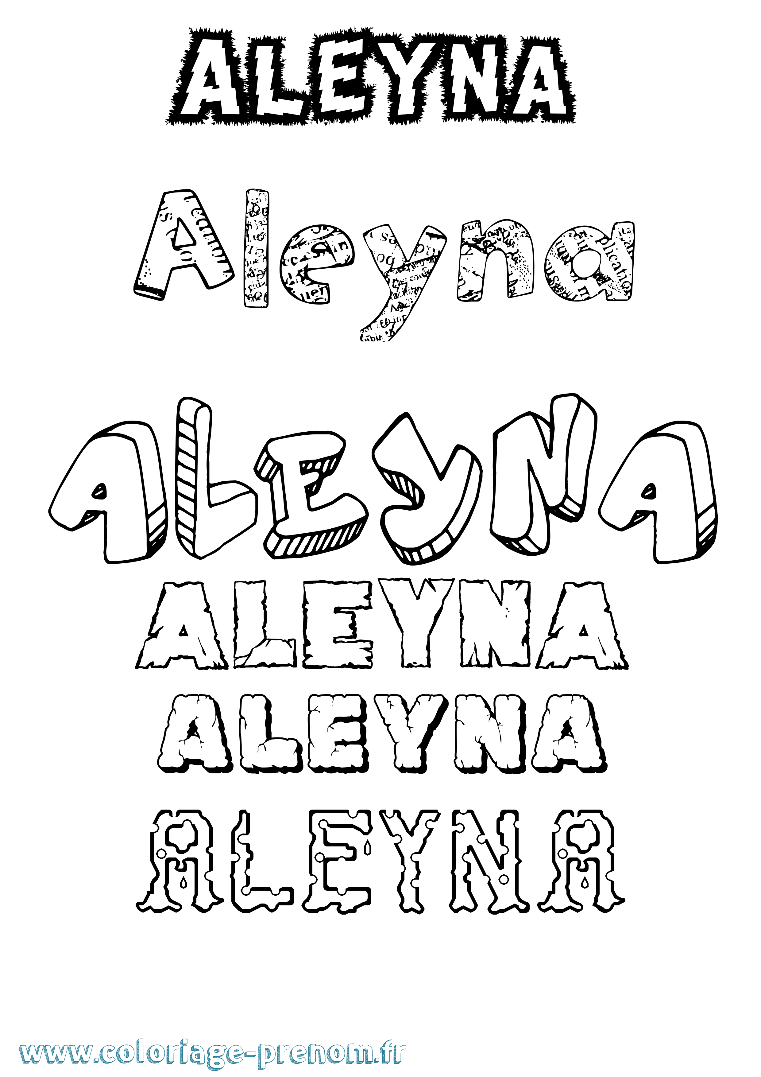 Coloriage prénom Aleyna Destructuré