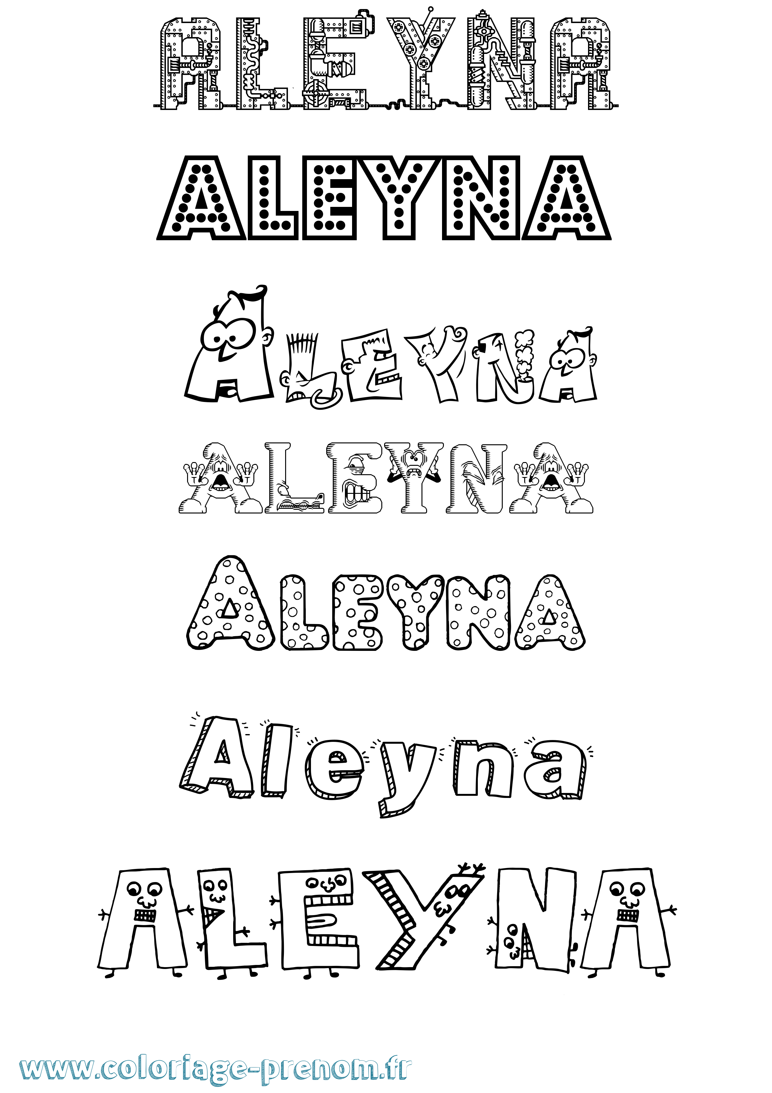 Coloriage prénom Aleyna Fun