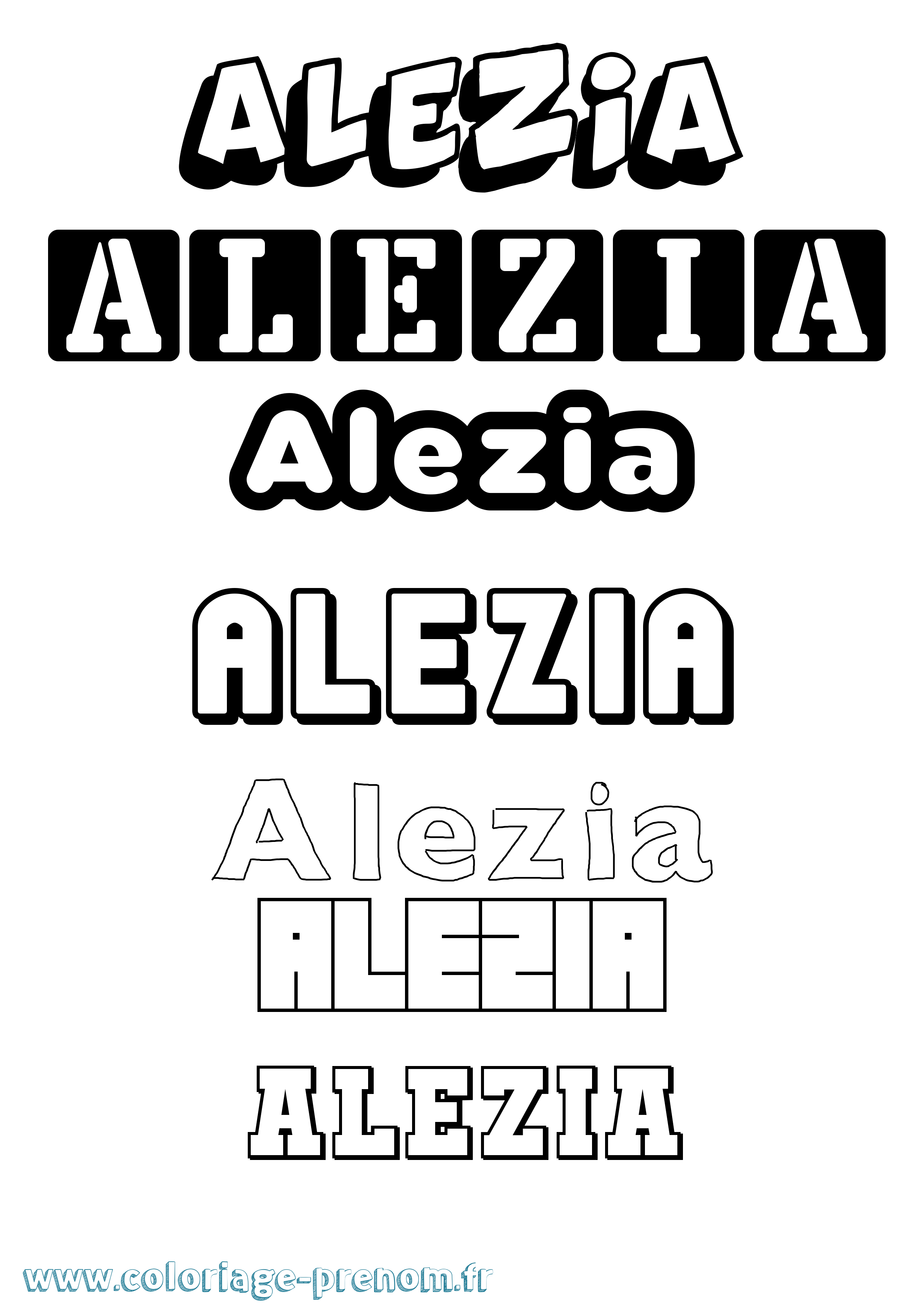 Coloriage prénom Alezia Simple