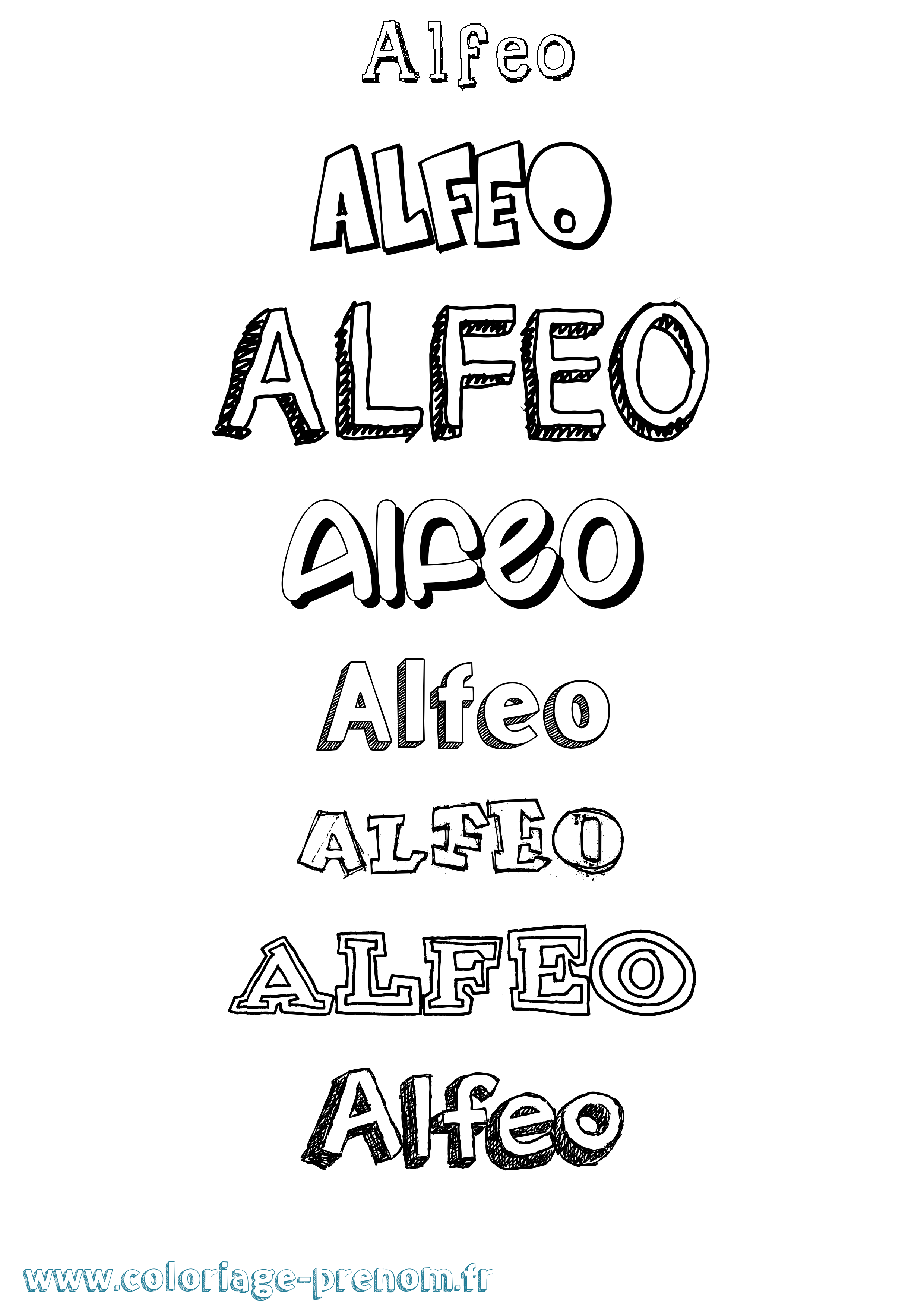 Coloriage prénom Alfeo Dessiné